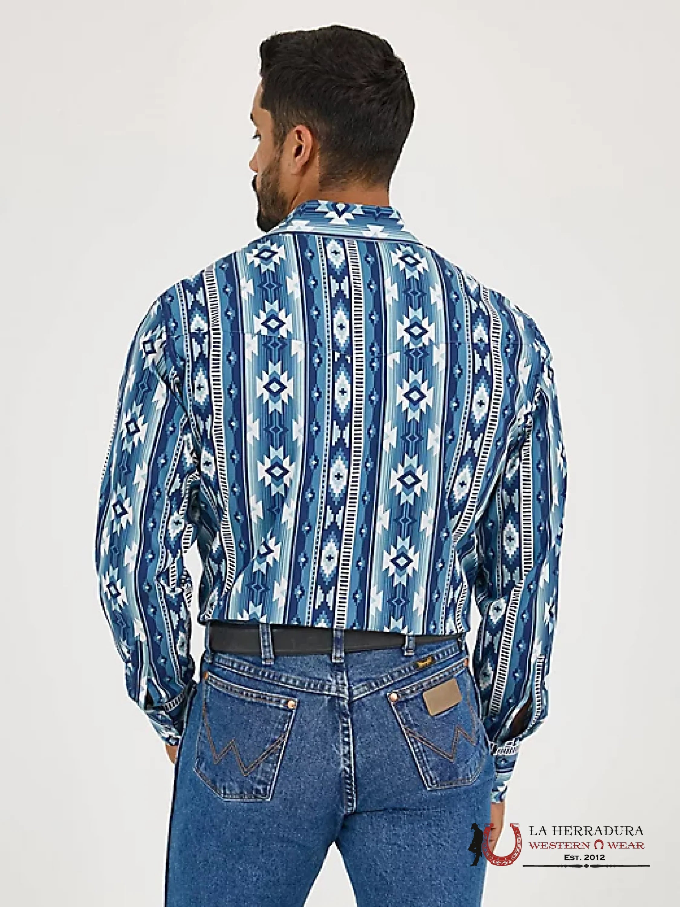 MEN’S CHECOTAH LONG SLEEVE WESTERN SNAP PRINTED SHIRT OCEAN - 5889 ROPA HOMBRES