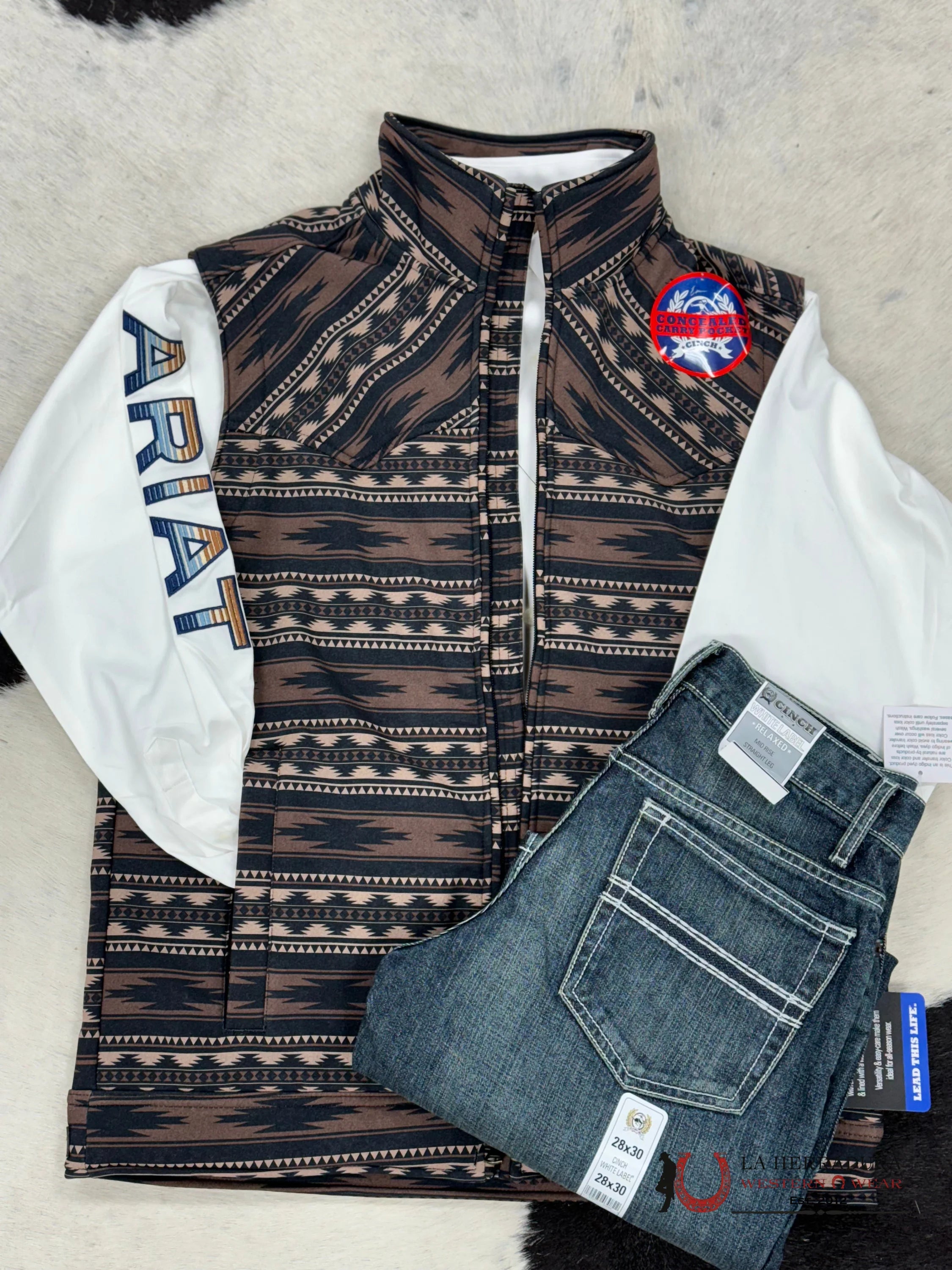 Men’s Cinch Brown Aztec Vest Ropa Hombres