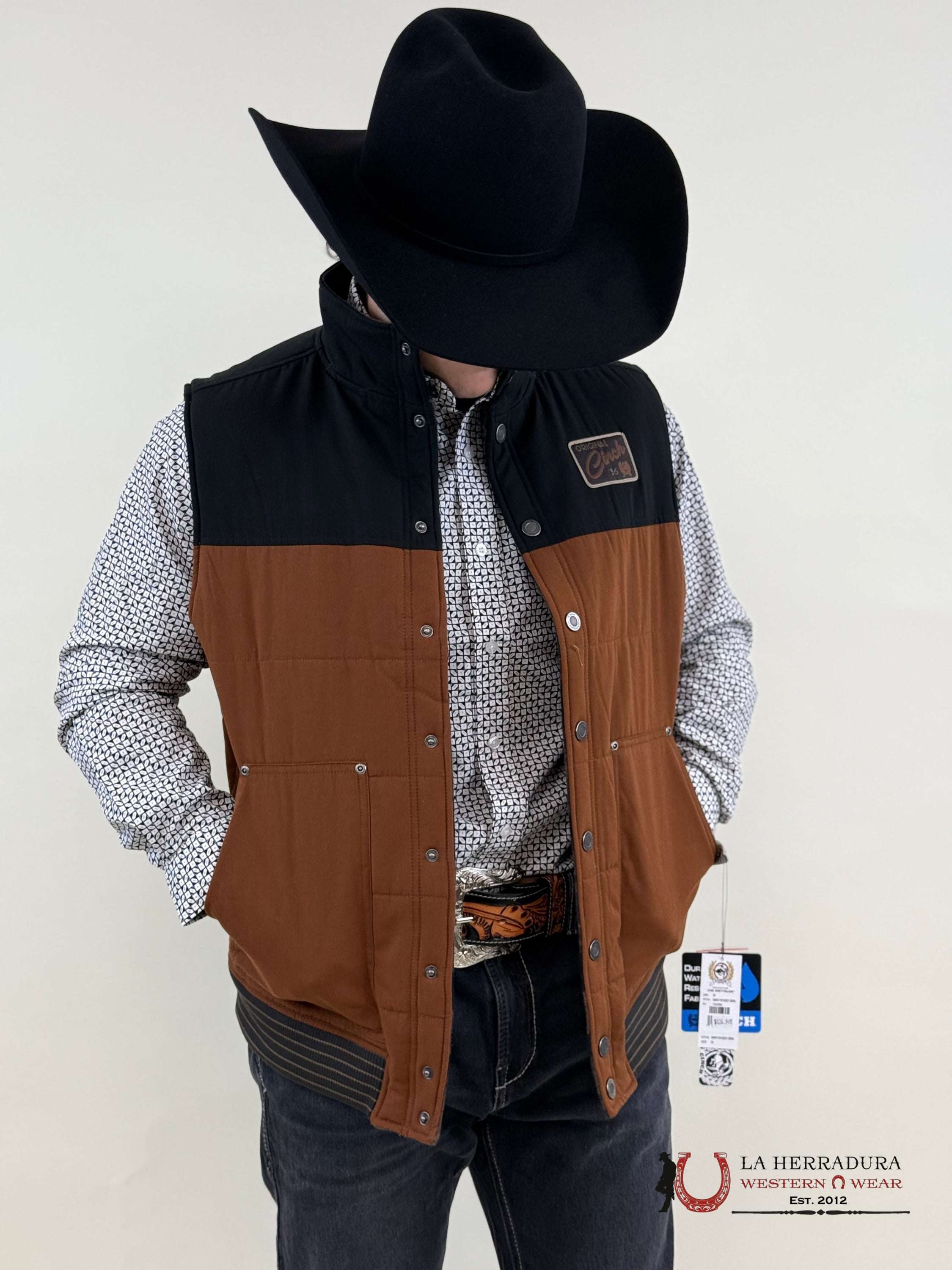 Mens Cinch Reversible Quilted Vest- Brown/ Navy Ropa Hombres