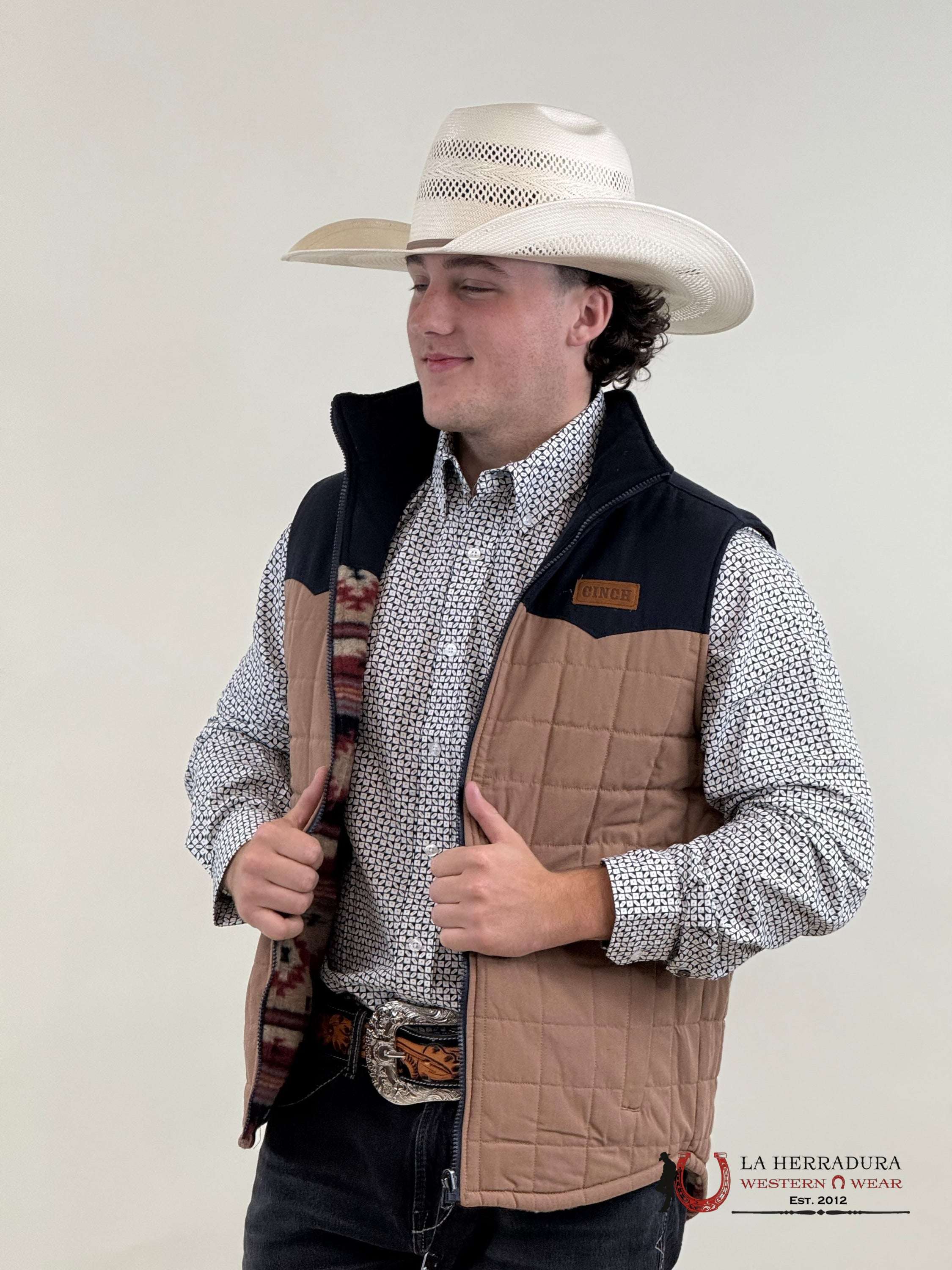 Mens Cinch Reversible Quilted Vest- Khaki/ Navy Ropa Hombres