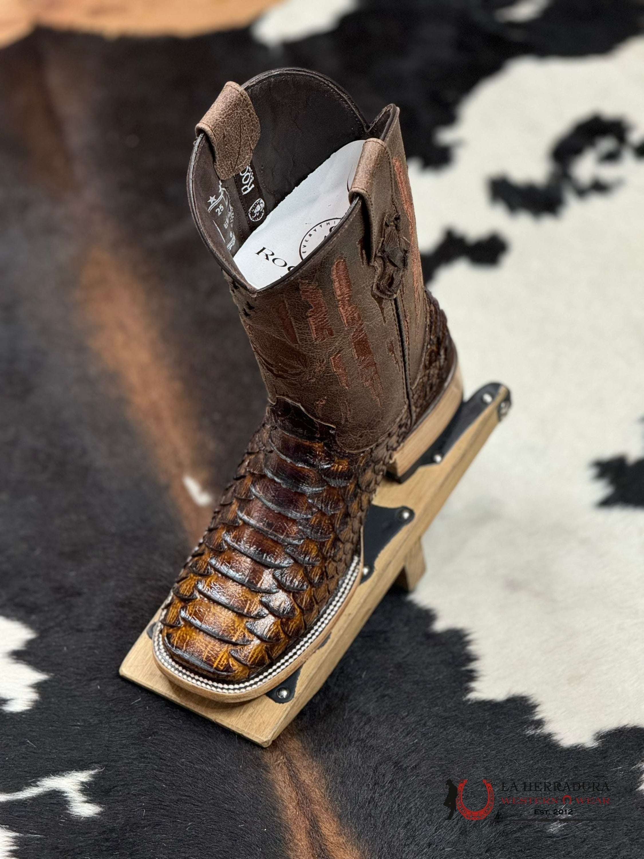 Mens Clon Normal Miel Brilloso Boot Botas Hombres