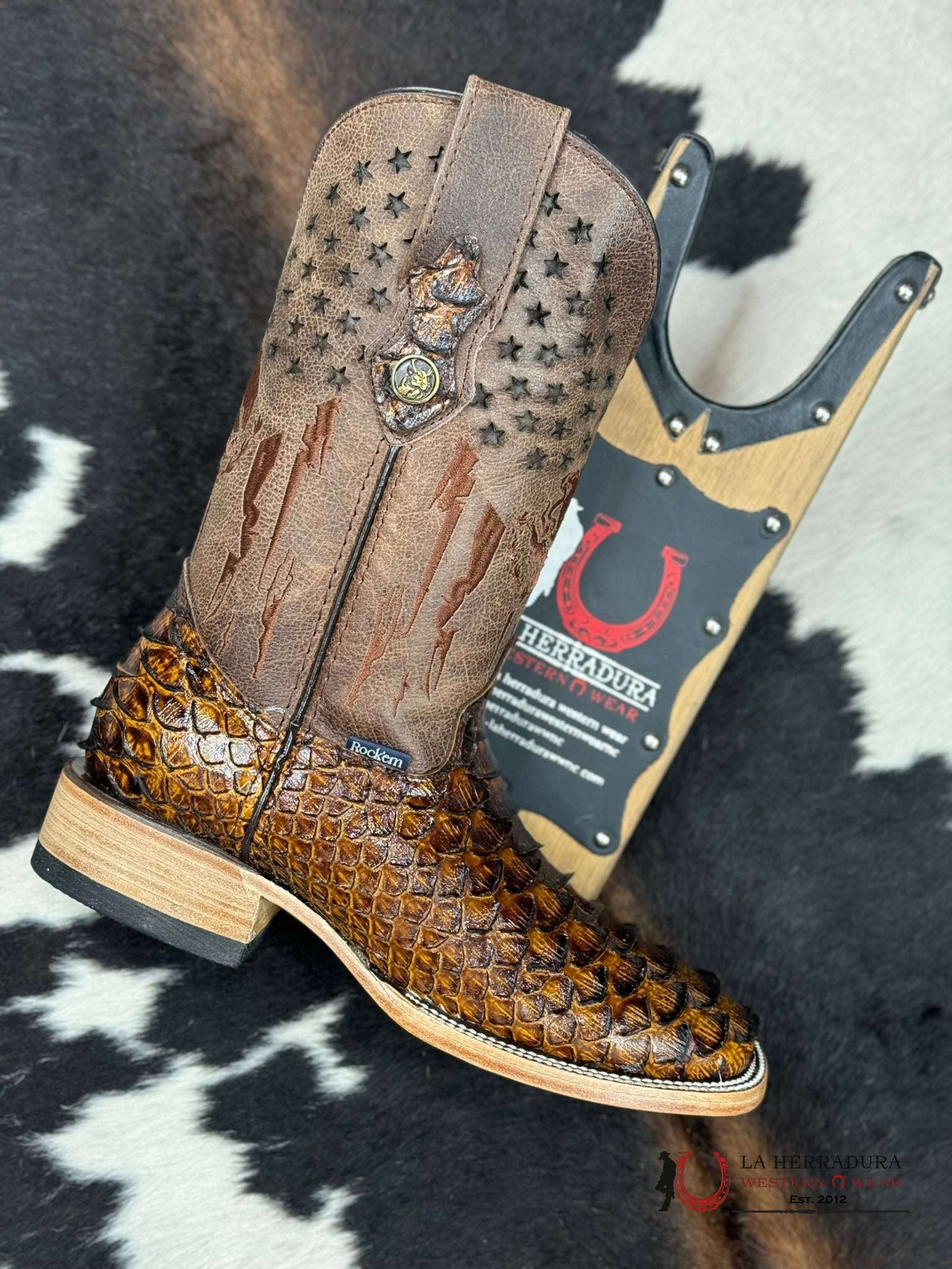 Mens Clon Normal Miel Brilloso Boot Botas Hombres