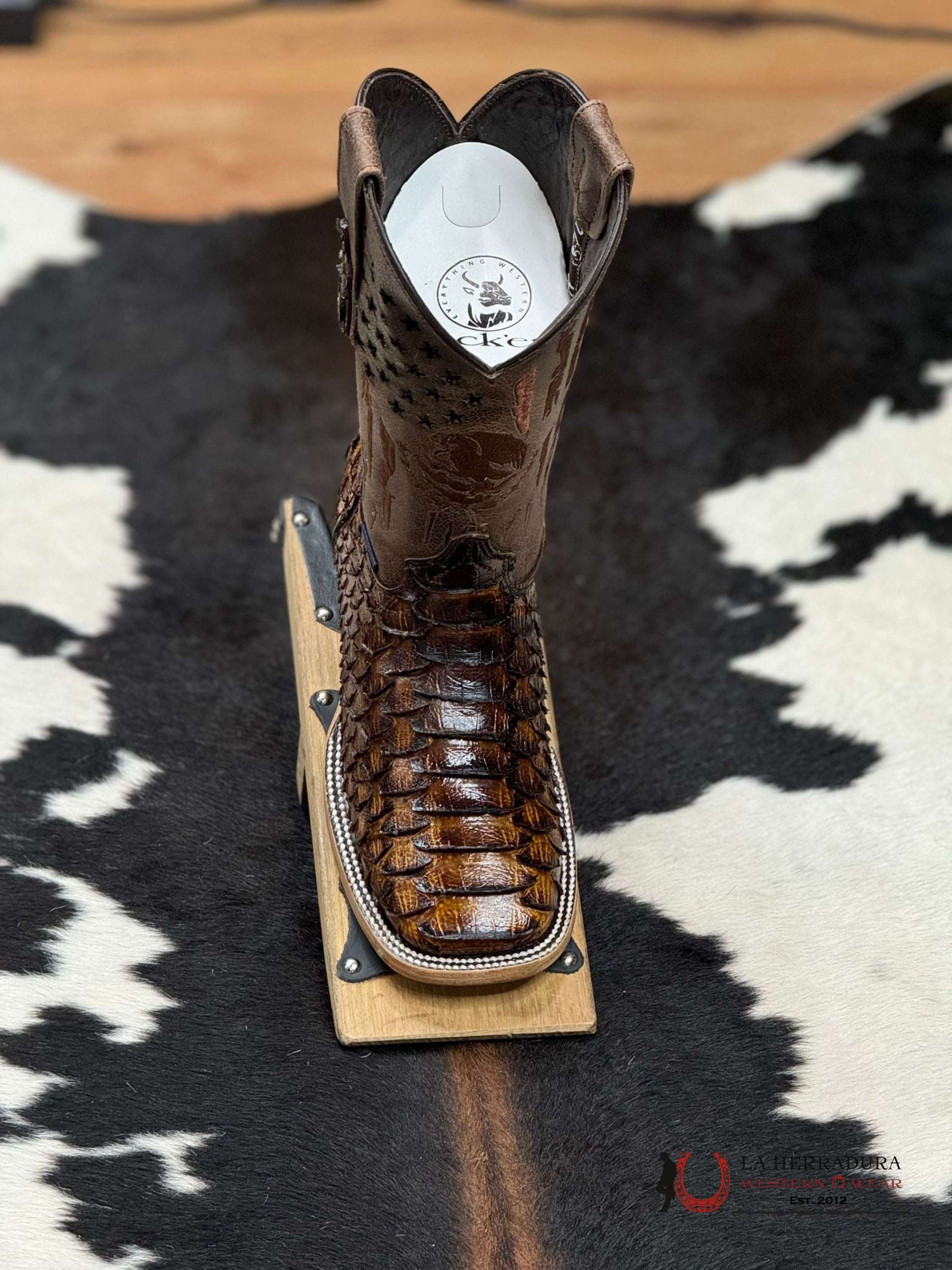Mens Clon Normal Miel Brilloso Boot Botas Hombres
