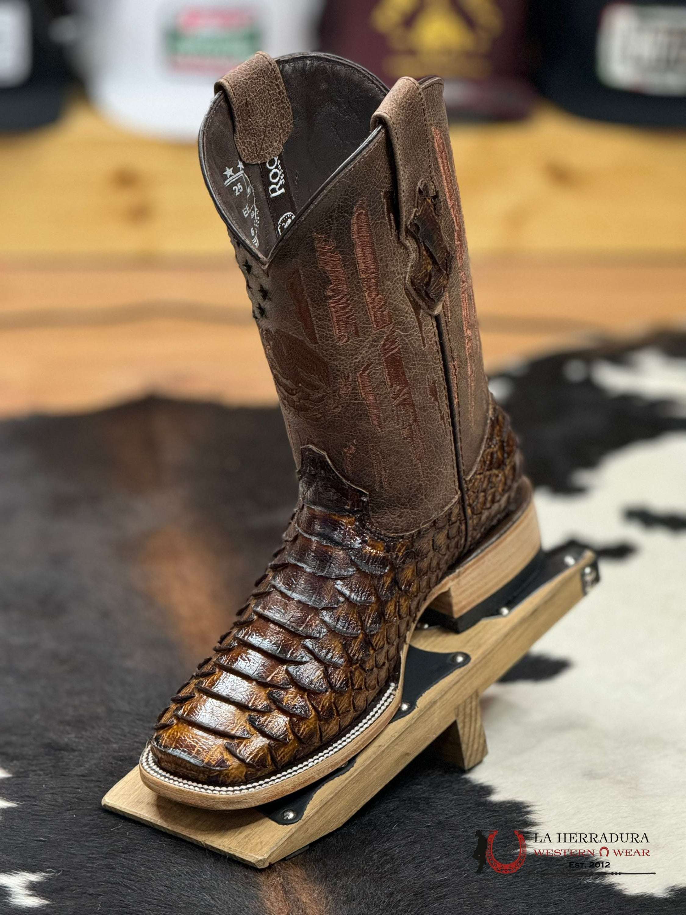 Mens Clon Normal Miel Brilloso Boot Botas Hombres