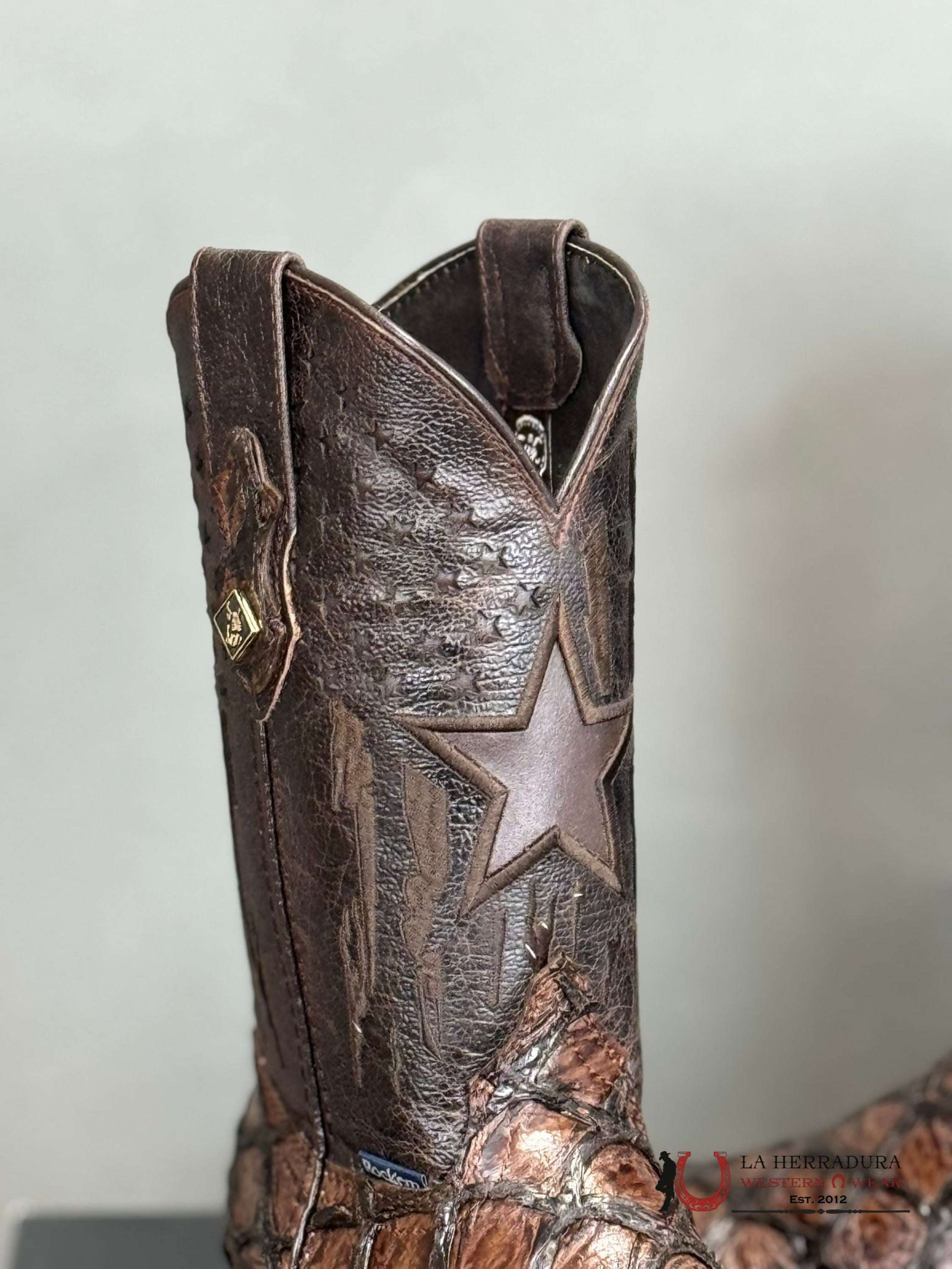 Mens Clon Pirarucu Brown Brilloso Boot Botas Hombres