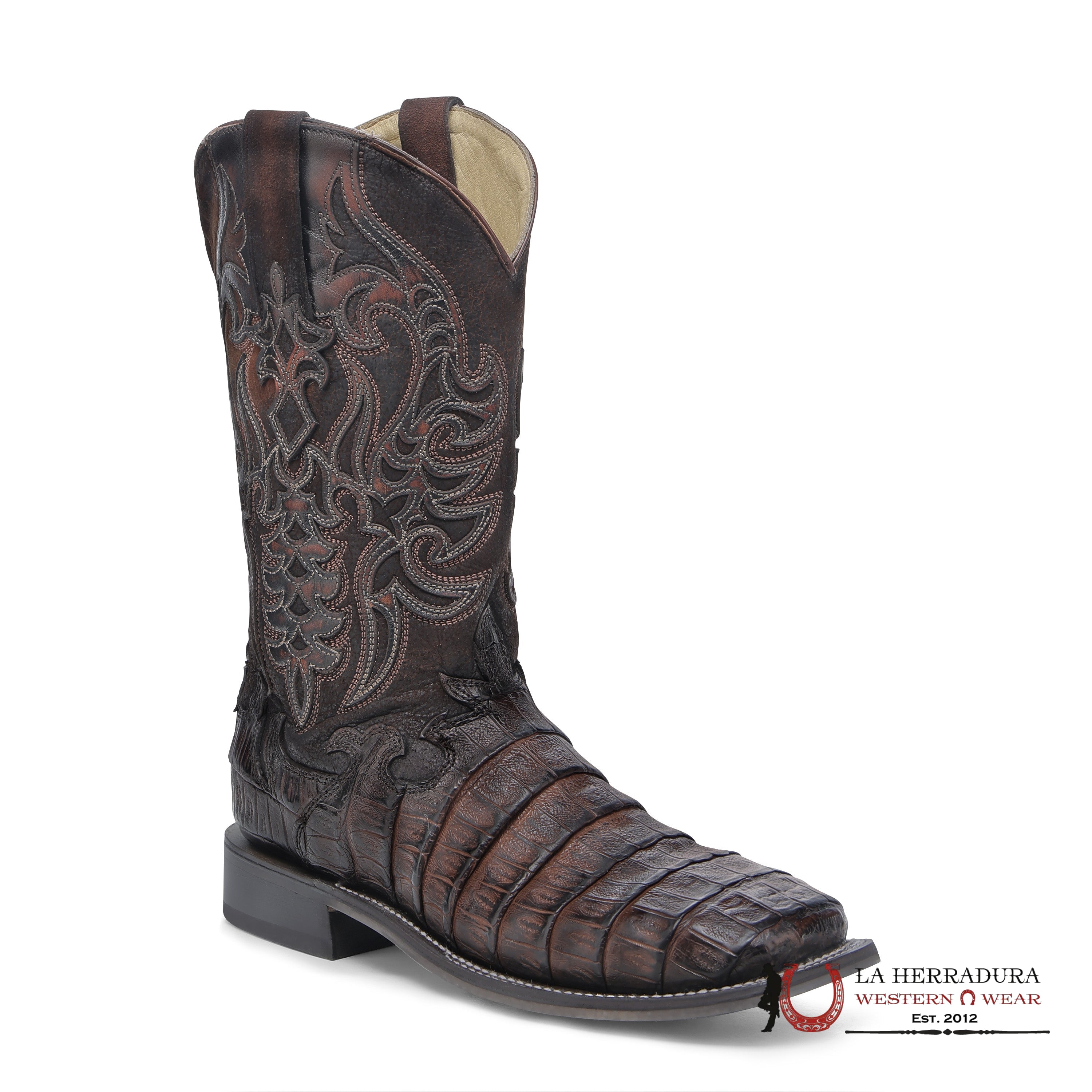 MENS CORRAL CAIMAN OVERLAY BROWN SQUARE TOE A4775 BOTAS HOMBRES