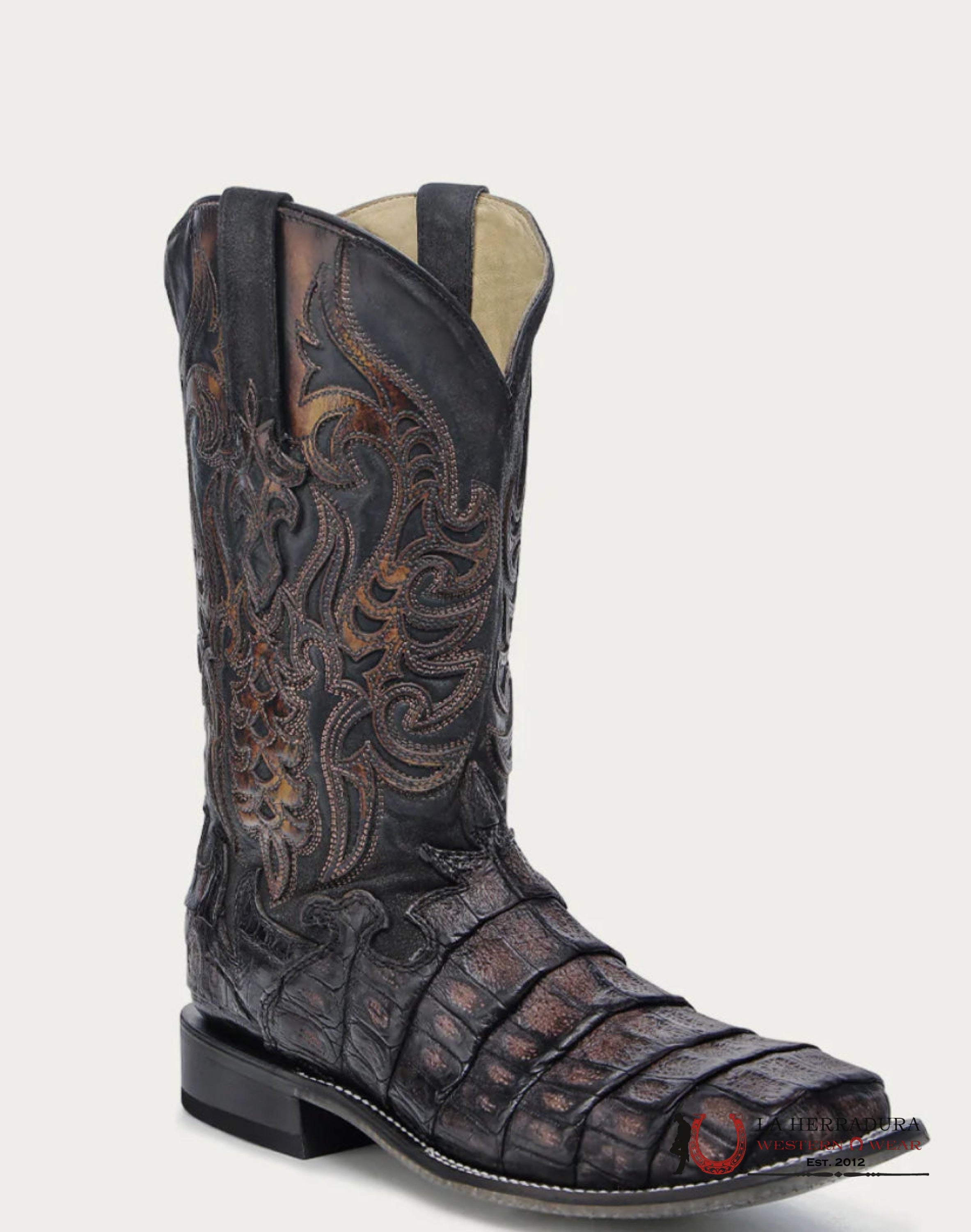 MENS CORRAL CAIMAN OVERLAY CHOCOLATE SQUARE TOE A4774 BOTAS HOMBRES