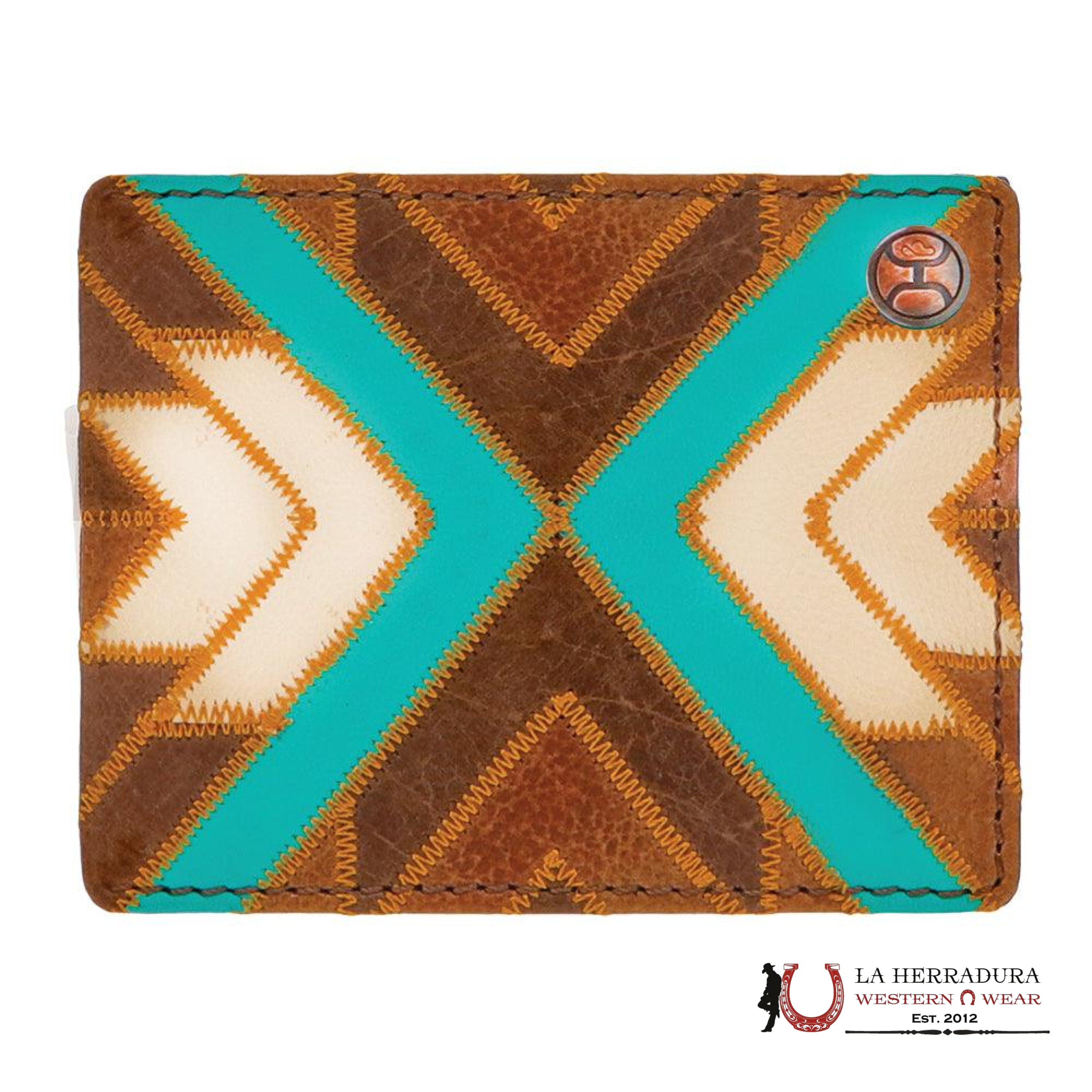 MENS HOOEY BROWN AND TURQUOISE WALLET-HFB007-BRTQ ACCESORIOS