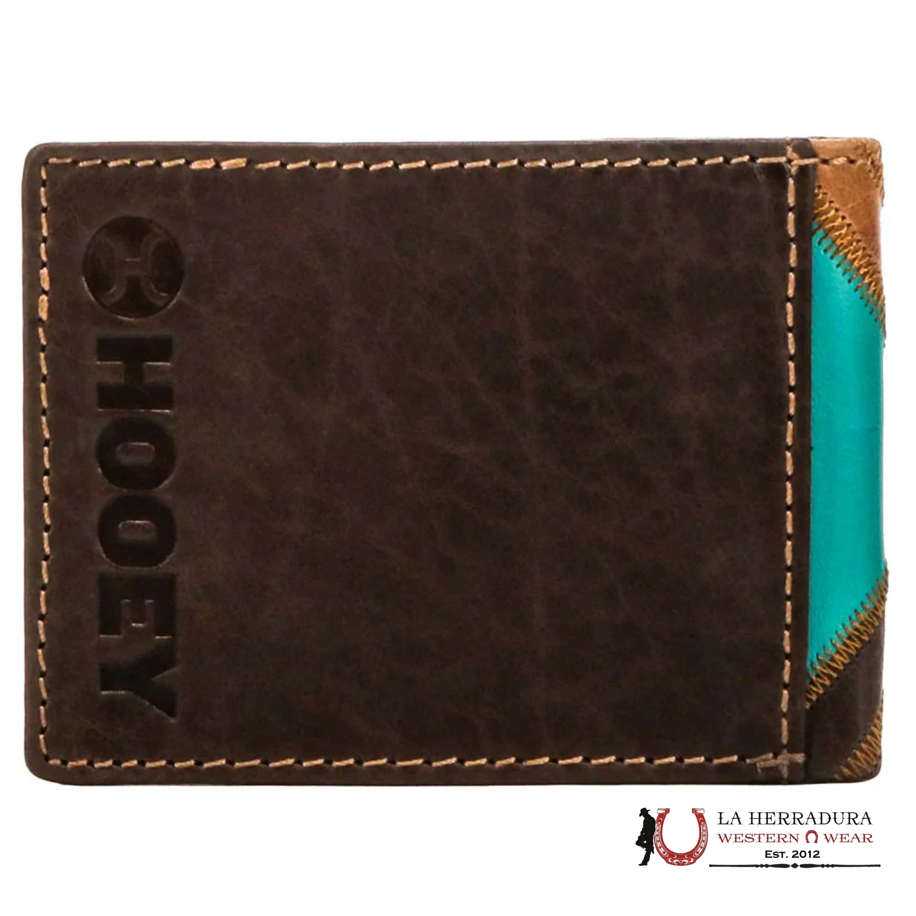 MENS HOOEY BROWN AND TURQUOISE WALLET-HFB007-BRTQ ACCESORIOS