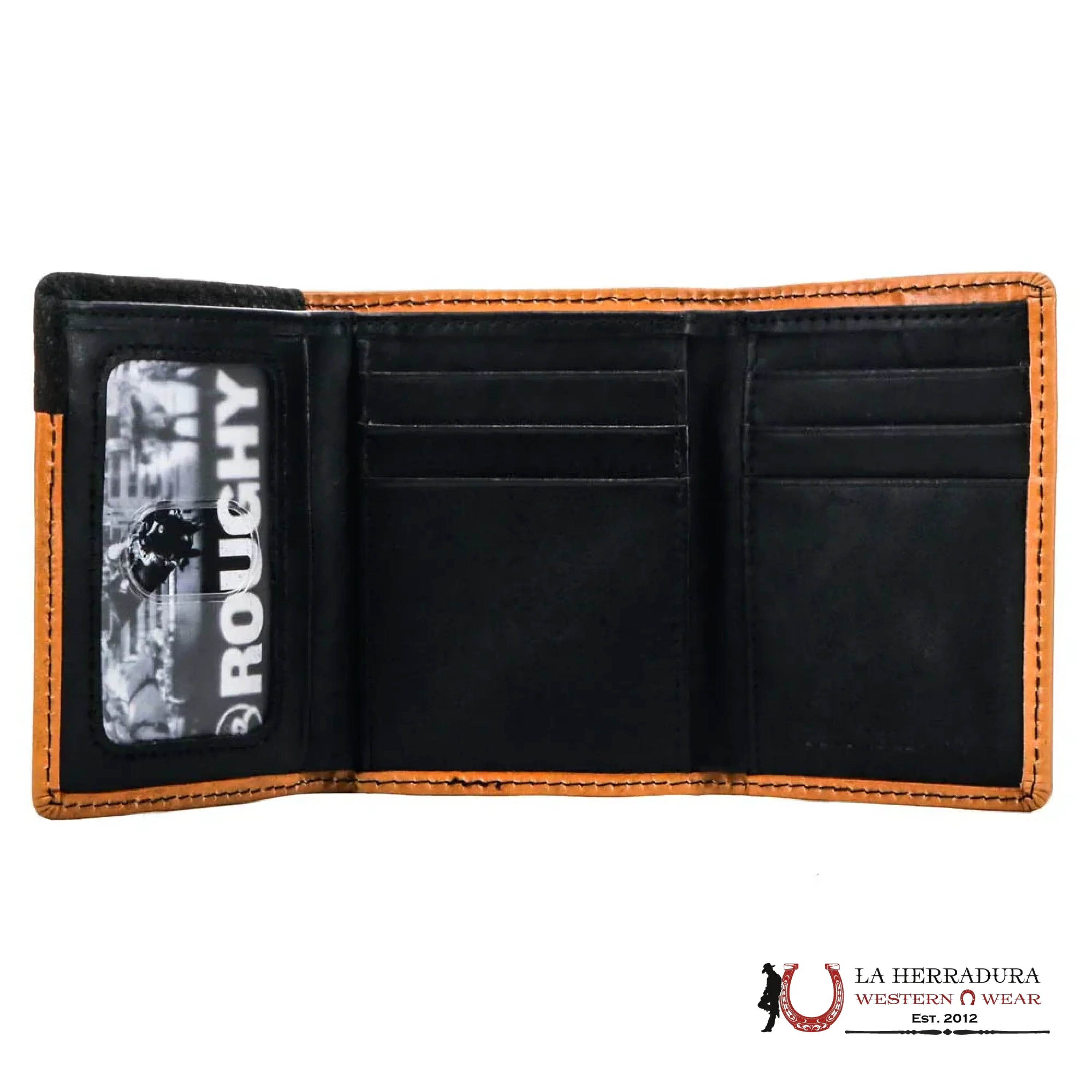 MENS HOOEY HAND TOOLED BROWN AND RED WALLET-RTF003-TNRD ACCESORIOS