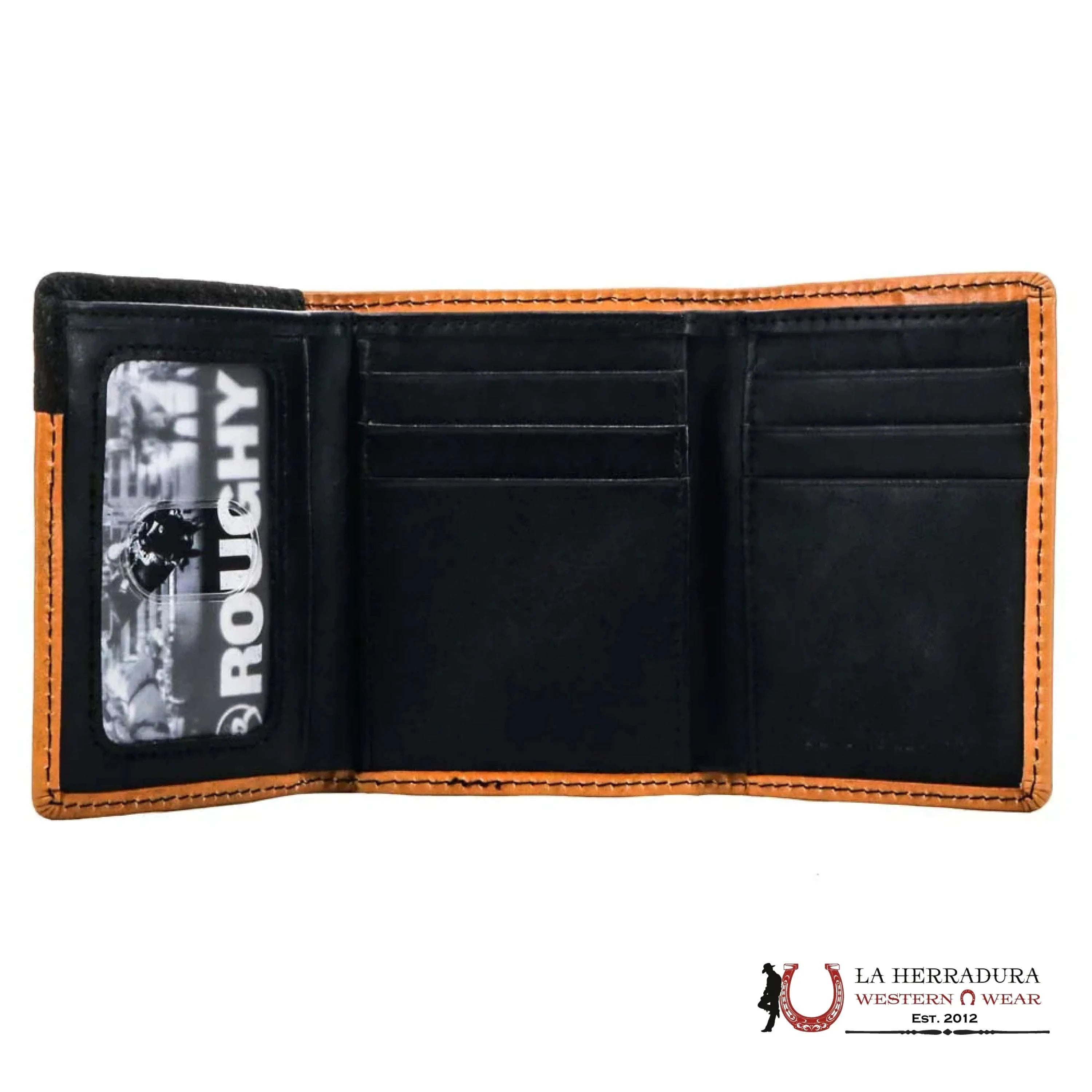 MENS HOOEY HAND TOOLED BROWN AND RED WALLET-RTF003-TNRD ACCESORIOS