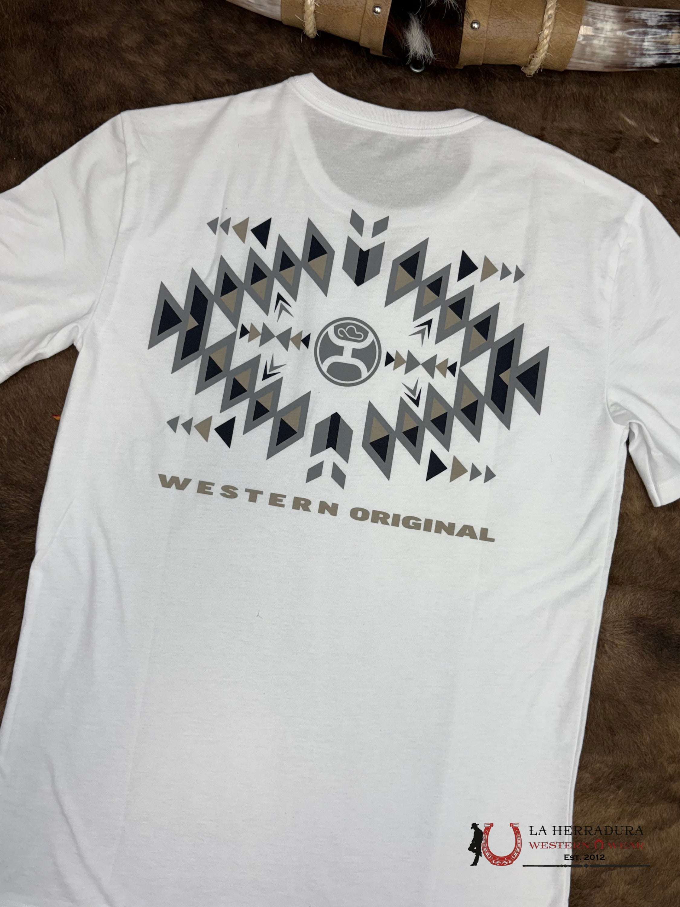 Men’s Hooey T-shirt Eldorado White Crew Black/Tan Logo ROPA HOMBRES