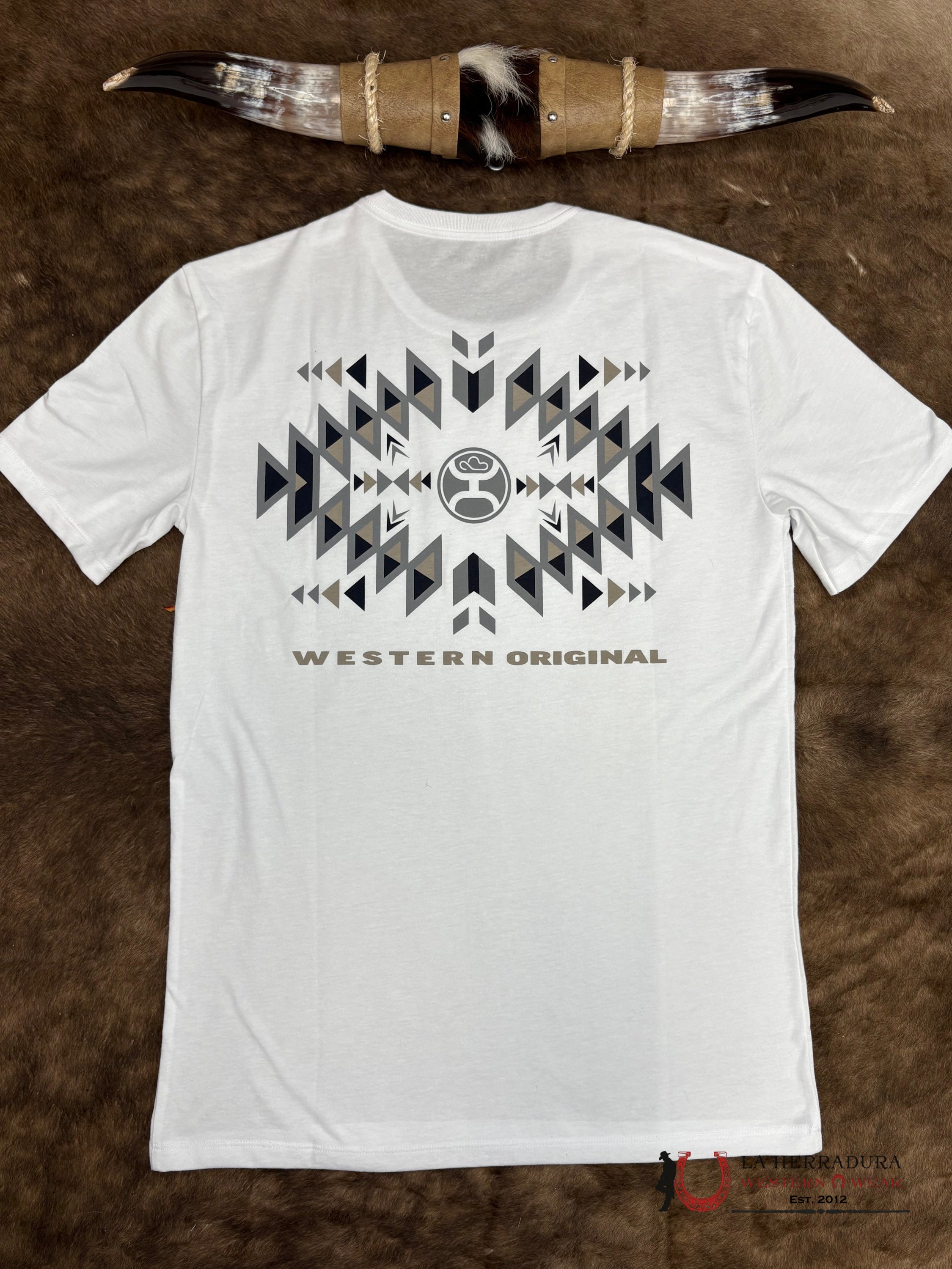 Men’s Hooey T-shirt Eldorado White Crew Black/Tan Logo ROPA HOMBRES