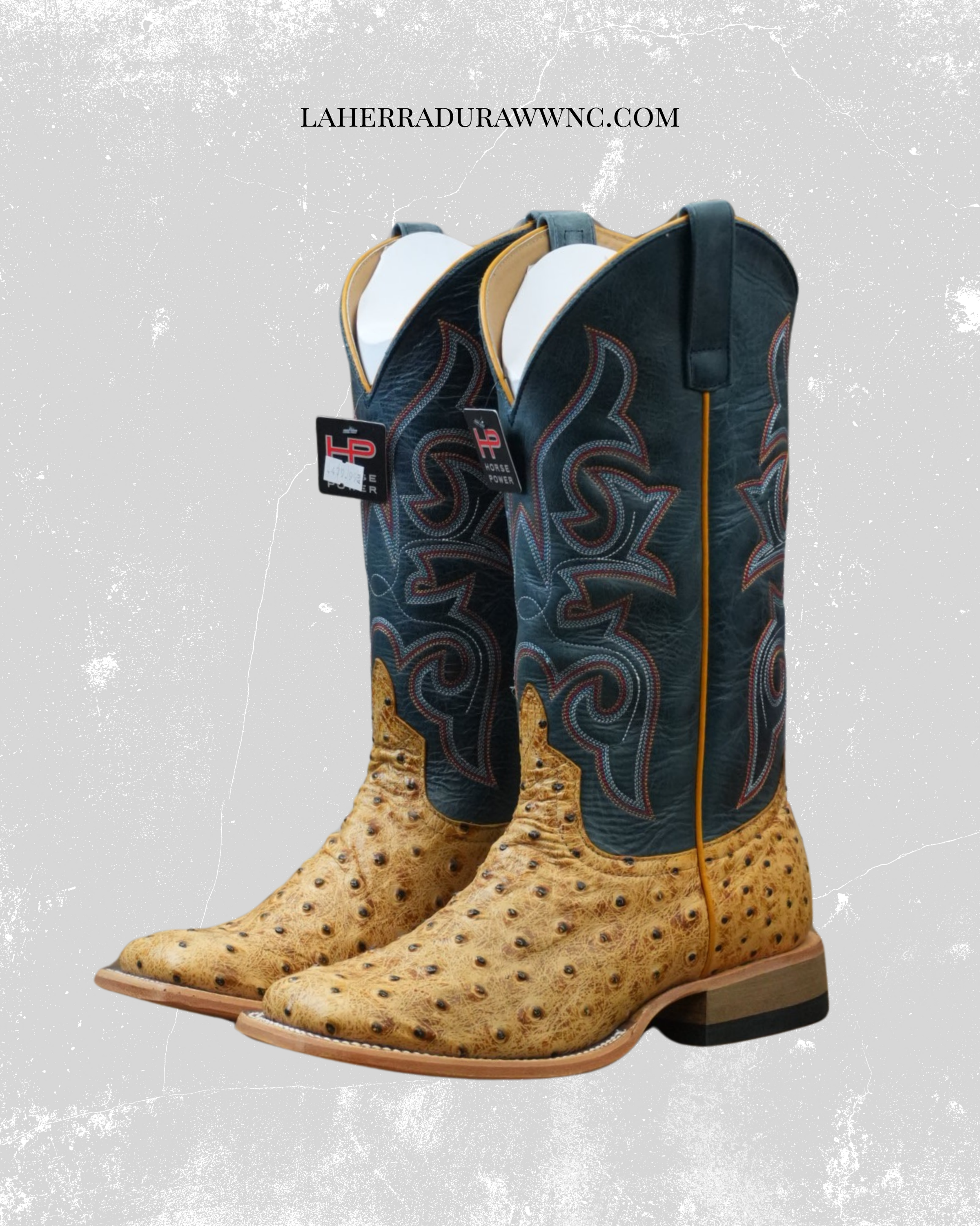 MENS HORSE POWER SADDLE RANCH OSTRICH PRINT SQUARE TOE HP8083 BOTAS HOMBRES