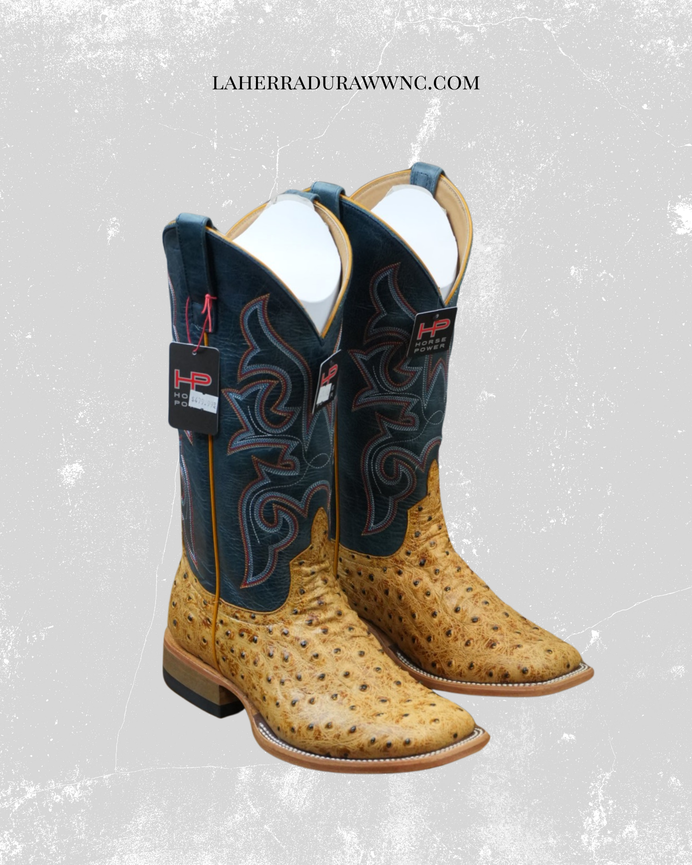MENS HORSE POWER SADDLE RANCH OSTRICH PRINT SQUARE TOE HP8083 BOTAS HOMBRES