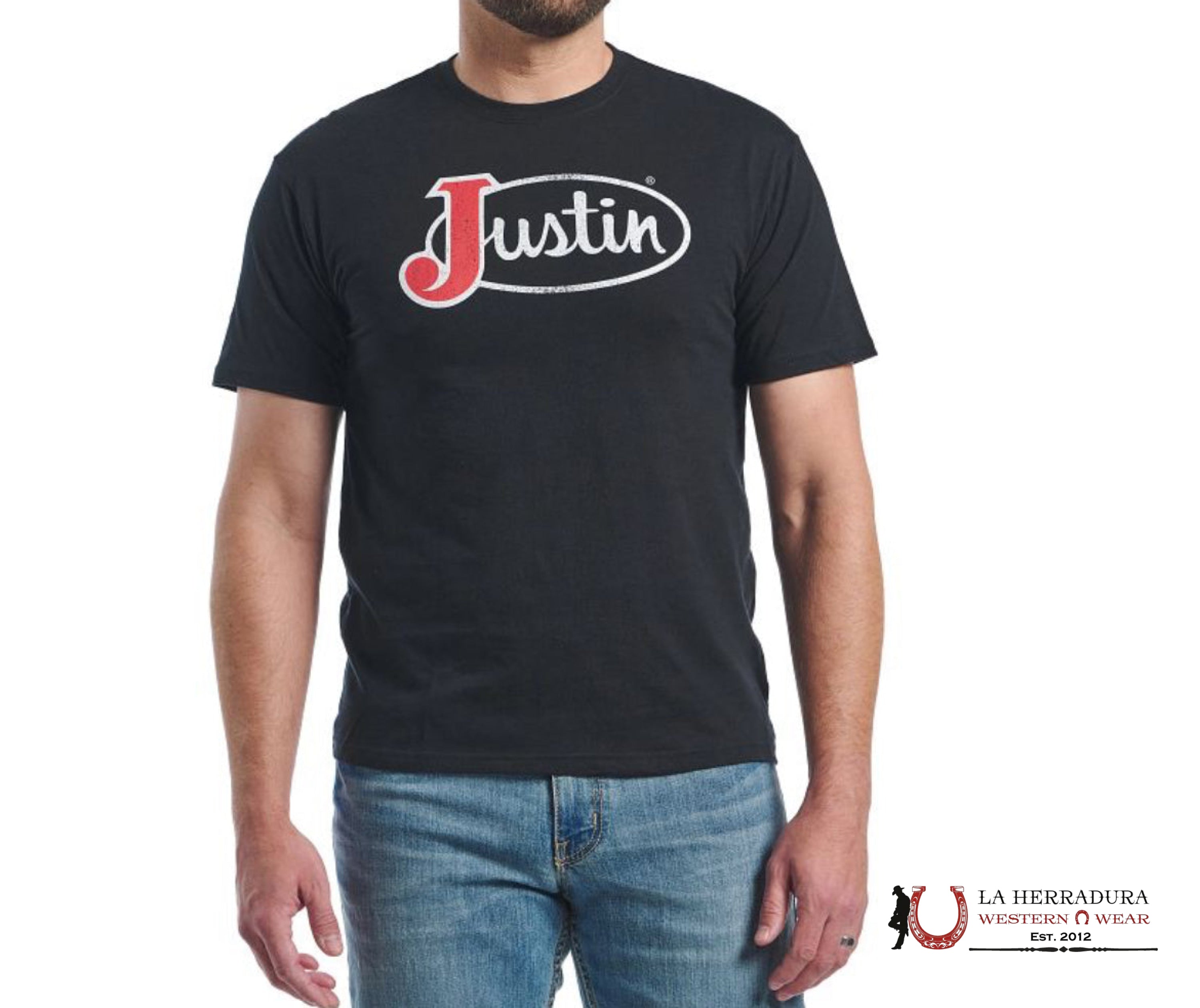 MENS JUSTIN TSHIRT - BLACK ORIGINAL LOGO ROPA HOMBRES