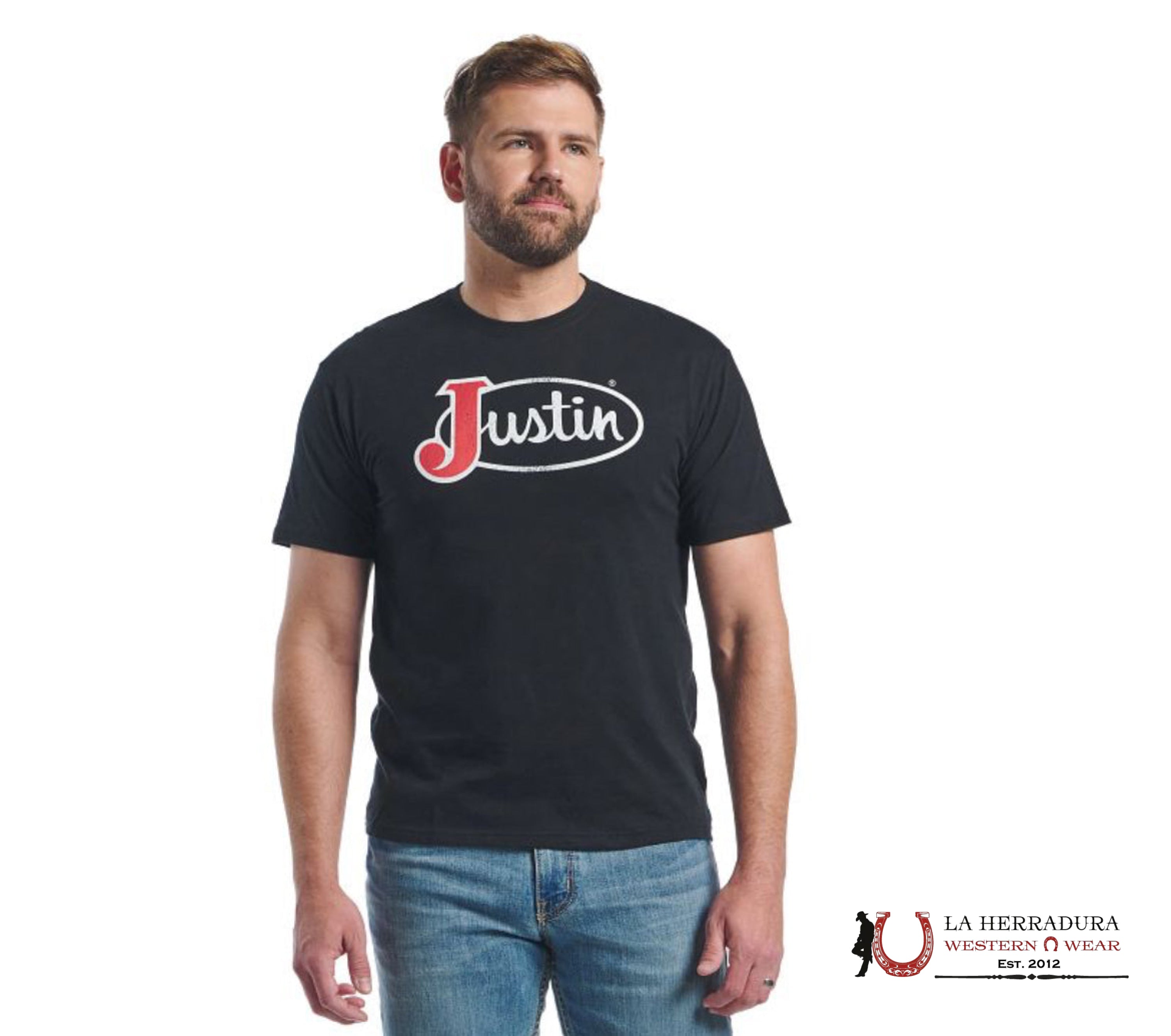 MENS JUSTIN TSHIRT - BLACK ORIGINAL LOGO ROPA HOMBRES