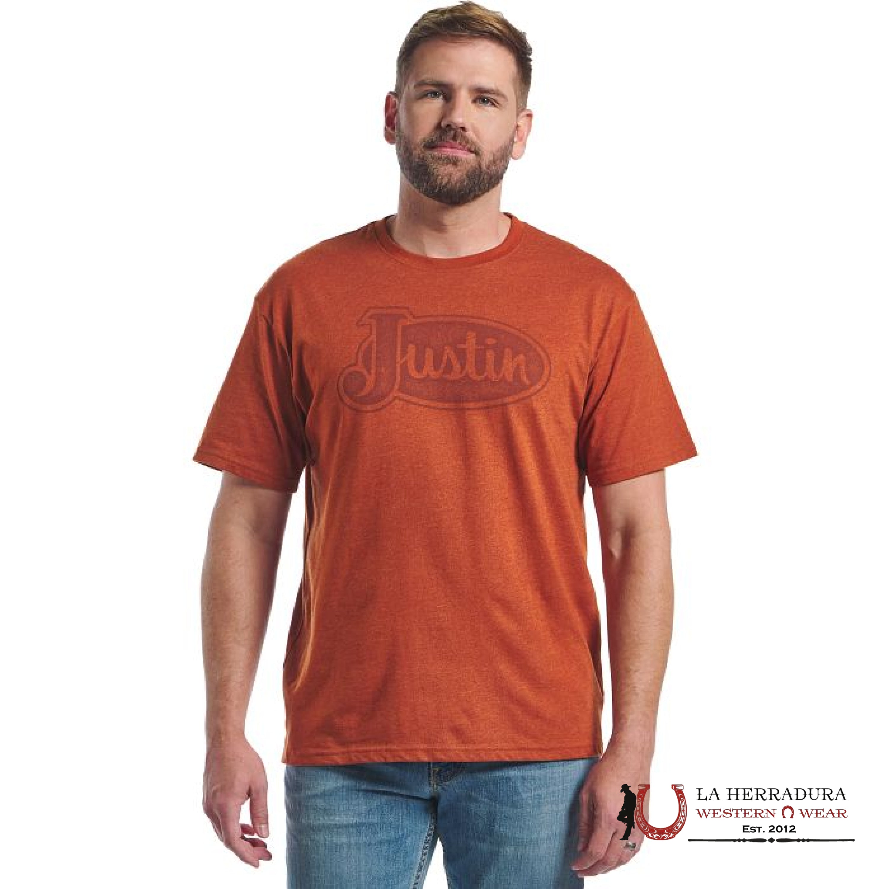 MENS JUSTIN TSHIRT - ORANGE RUST LOGO ROPA HOMBRES