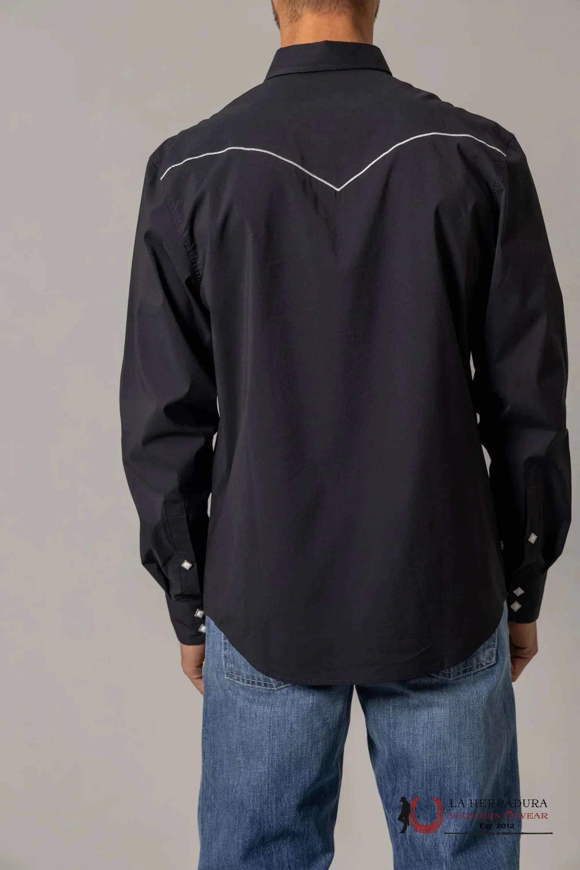Men’s Kim Ranch Long Sleeve Button Up Laneboro Black Shirt ROPA HOMBRES