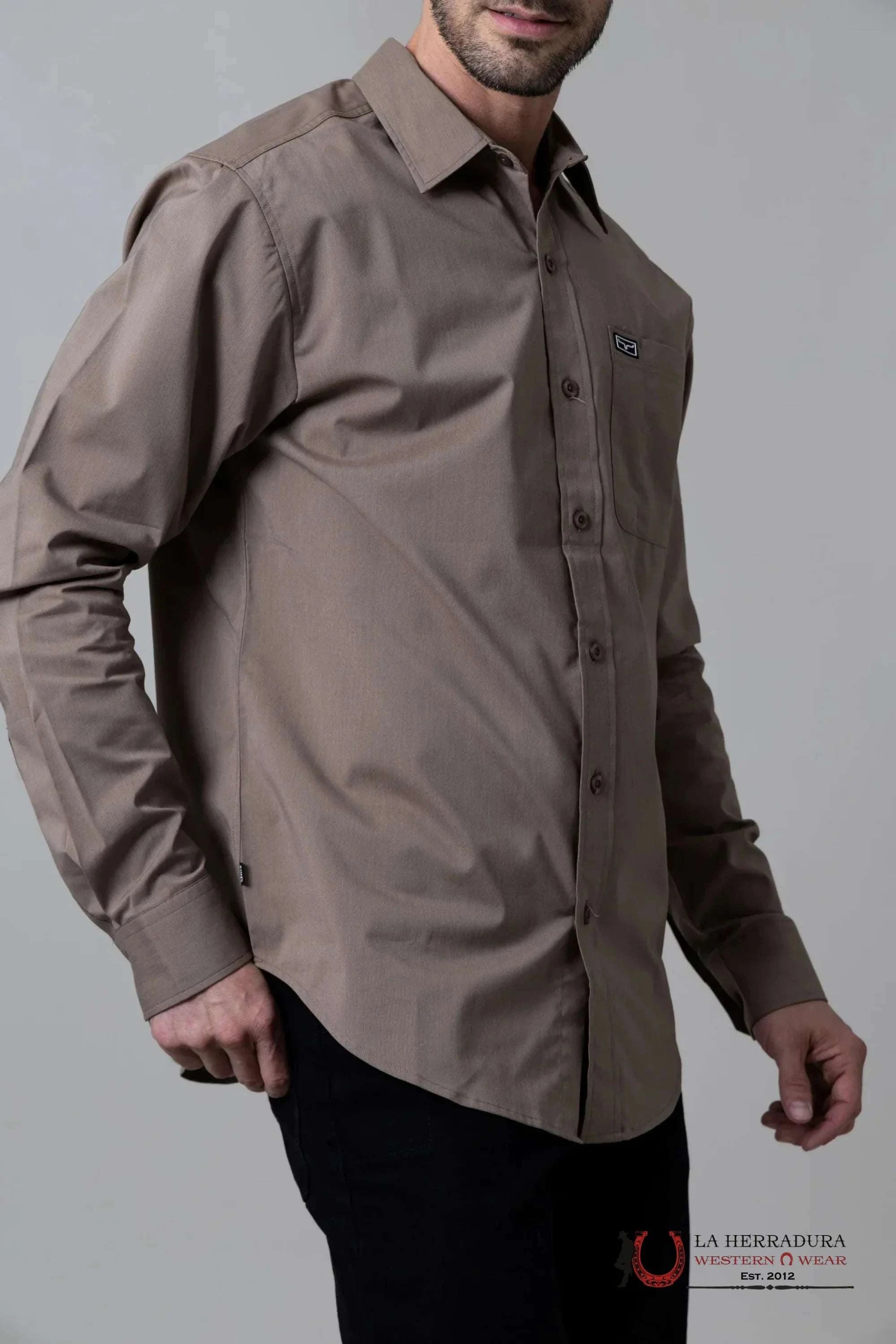 Men’s Kimes Ranch Long Sleeve Button Up BROWN Shirt ROPA HOMBRES