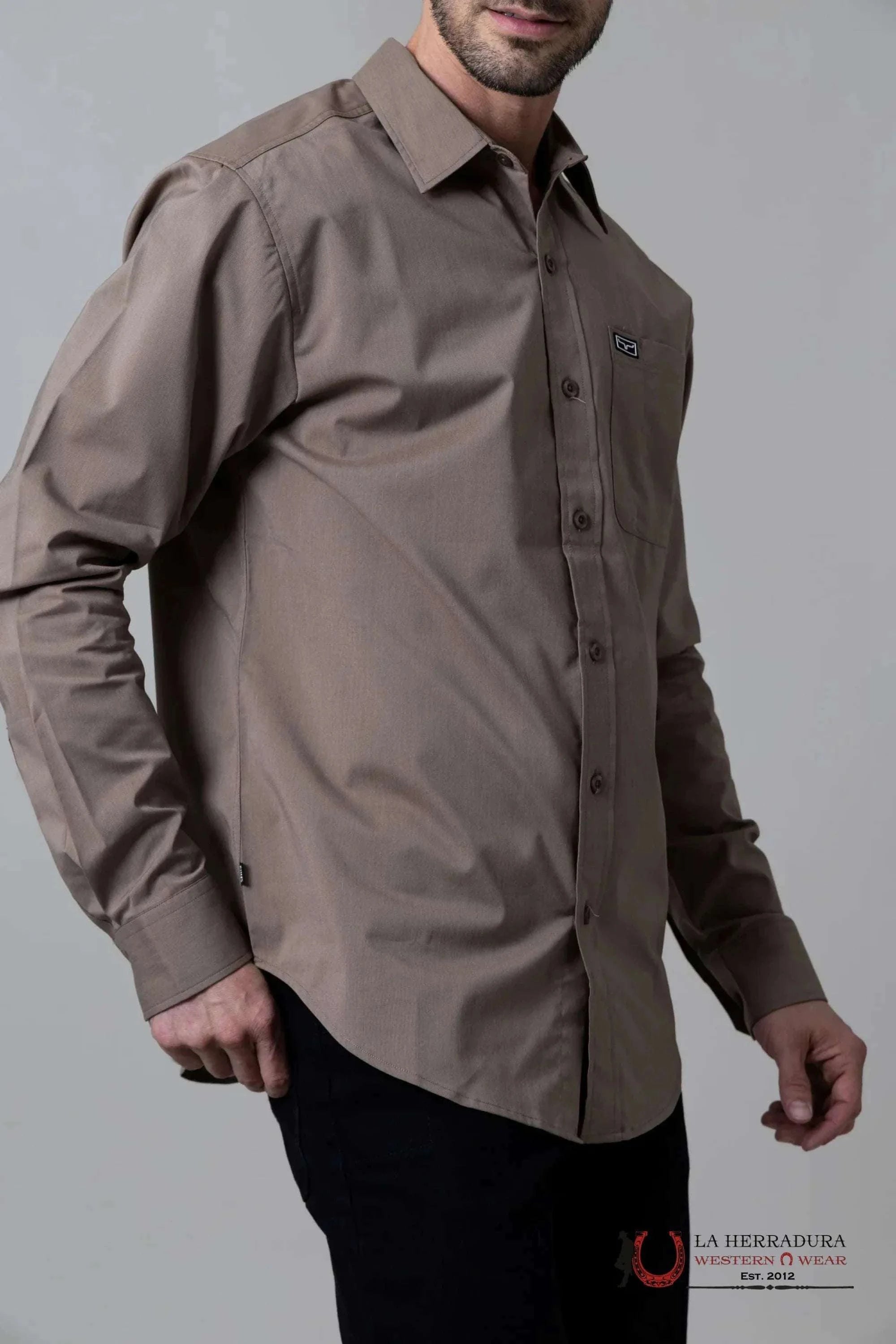 Men’s Kimes Ranch Long Sleeve Button Up BROWN Shirt ROPA HOMBRES
