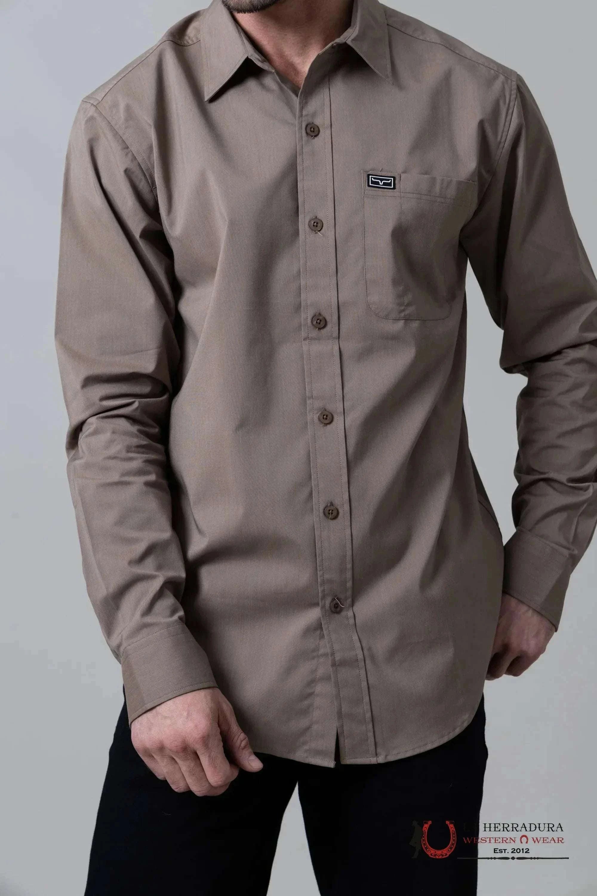 Men’s Kimes Ranch Long Sleeve Button Up BROWN Shirt ROPA HOMBRES