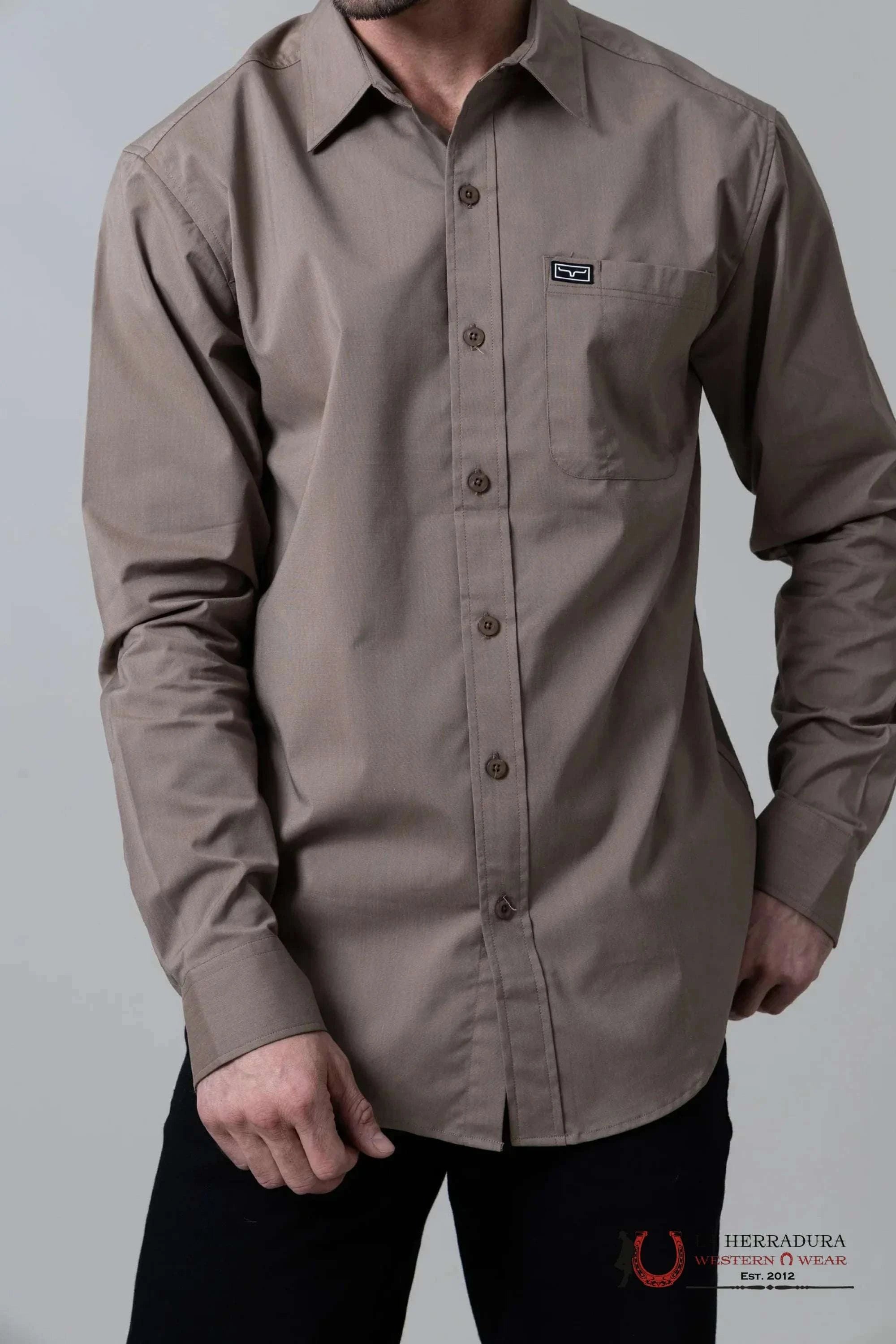 Men’s Kimes Ranch Long Sleeve Button Up BROWN Shirt ROPA HOMBRES