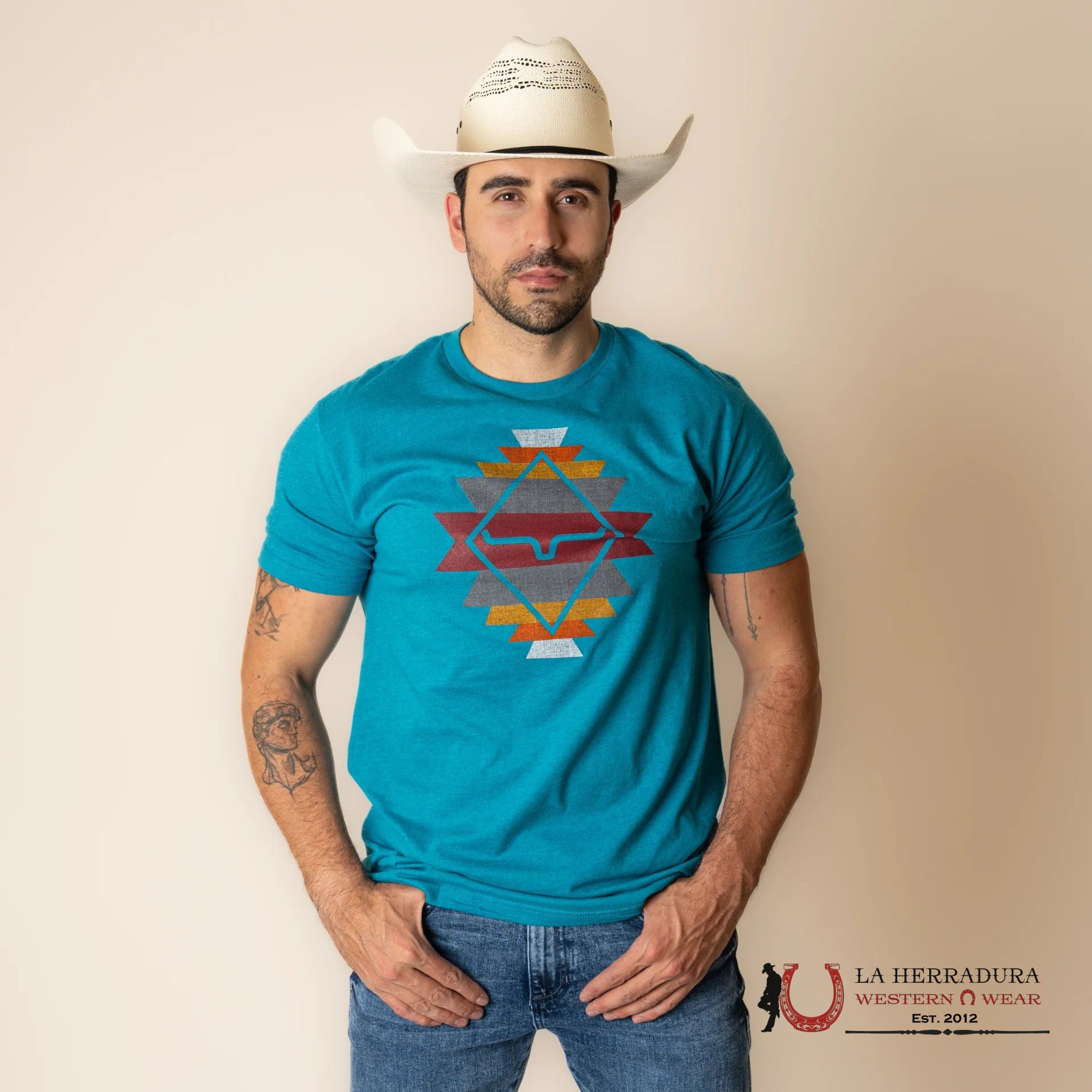 MENS KIMS RANCH -LAYERS TEAL TSHIRT ROPA HOMBRES