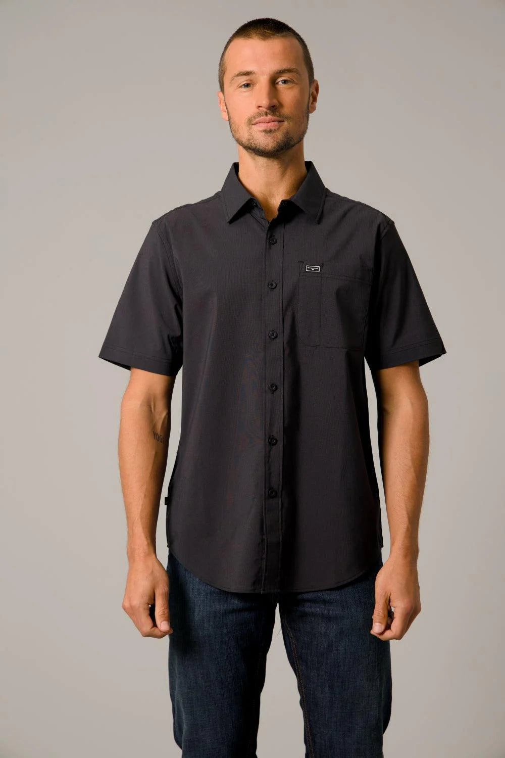 MENS KIMES RANCH LINVILLE SHORT SLEEVE BUTTON BLACK