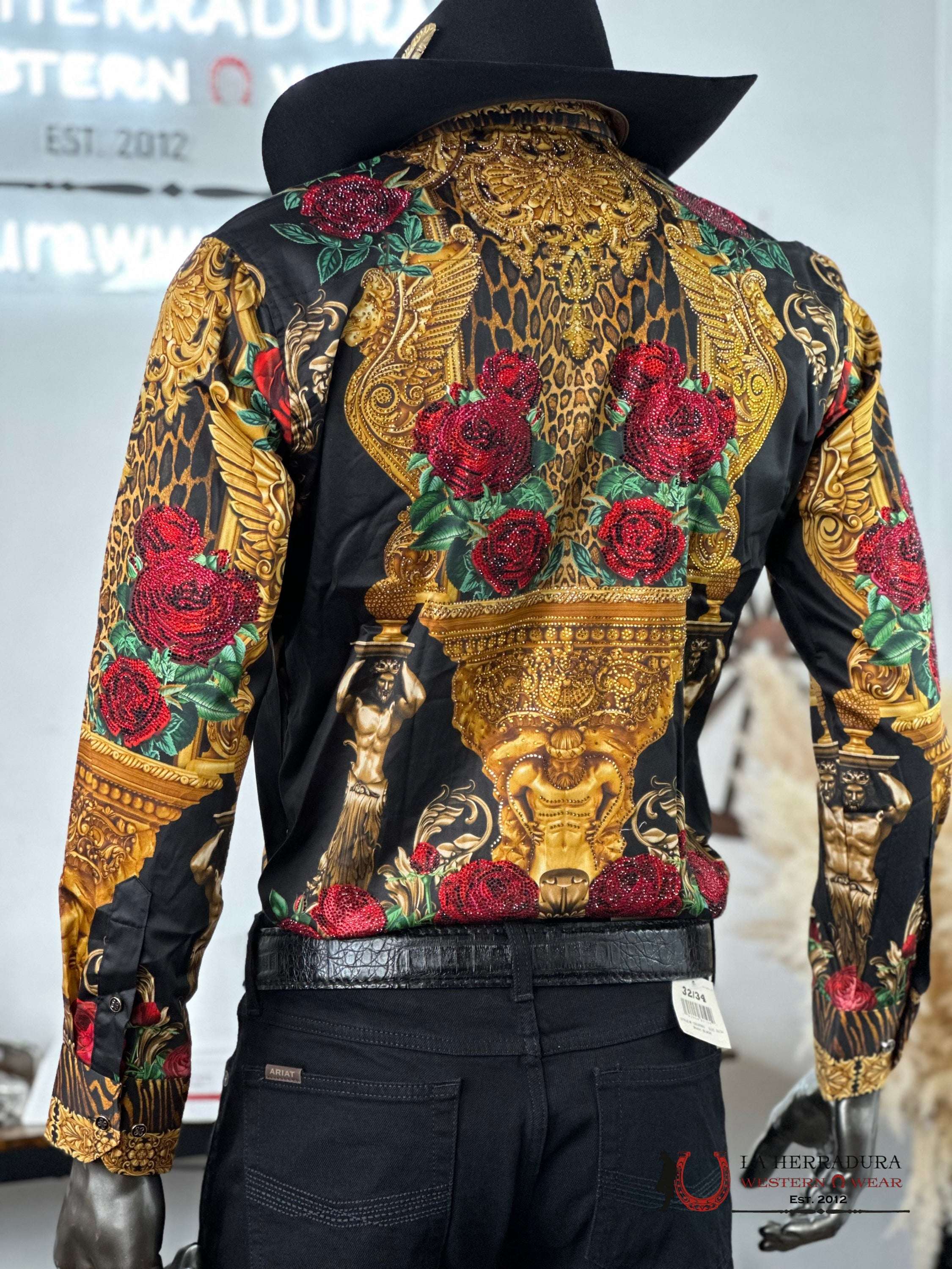 Barabas Pedrería Black Gold Rosas 418 Ropa Hombres