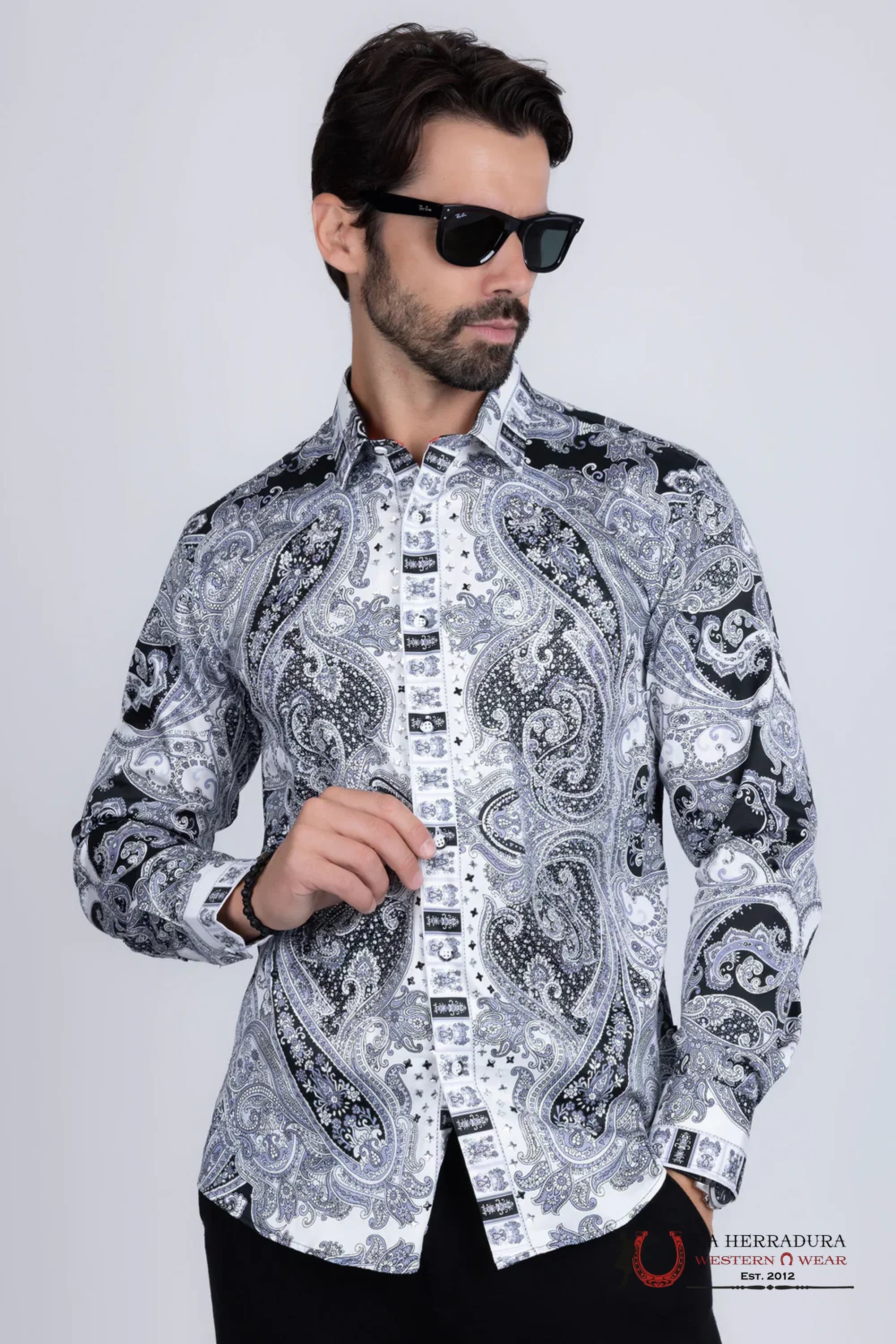 MENS PEDRERIA BLACK MARMOL LONG SLEEVE SHIRT SPR10 ROPA HOMBRES