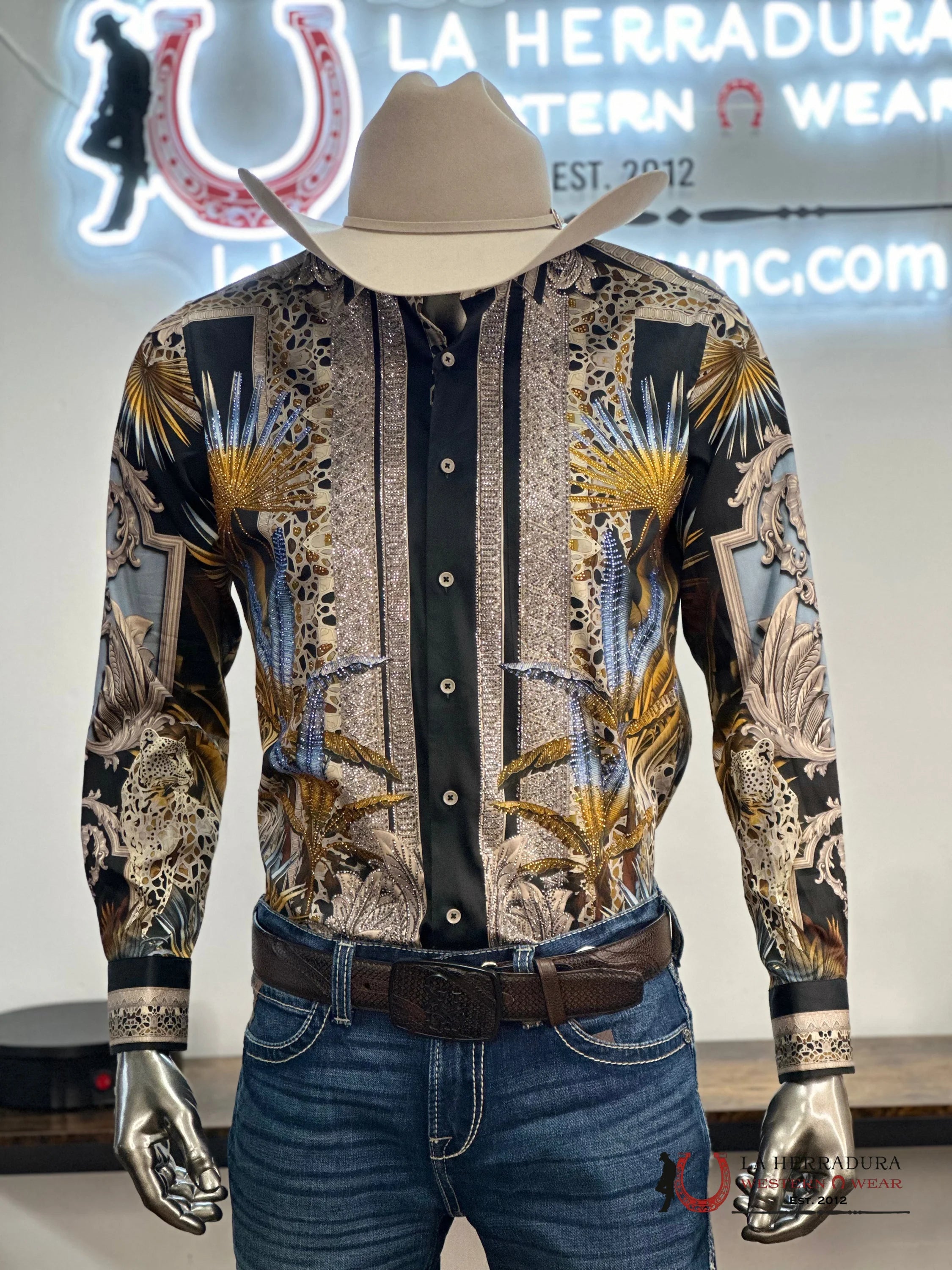 Barabas Pedrería Black With Yellow Long Sleeve Shirt Ropa Hombres