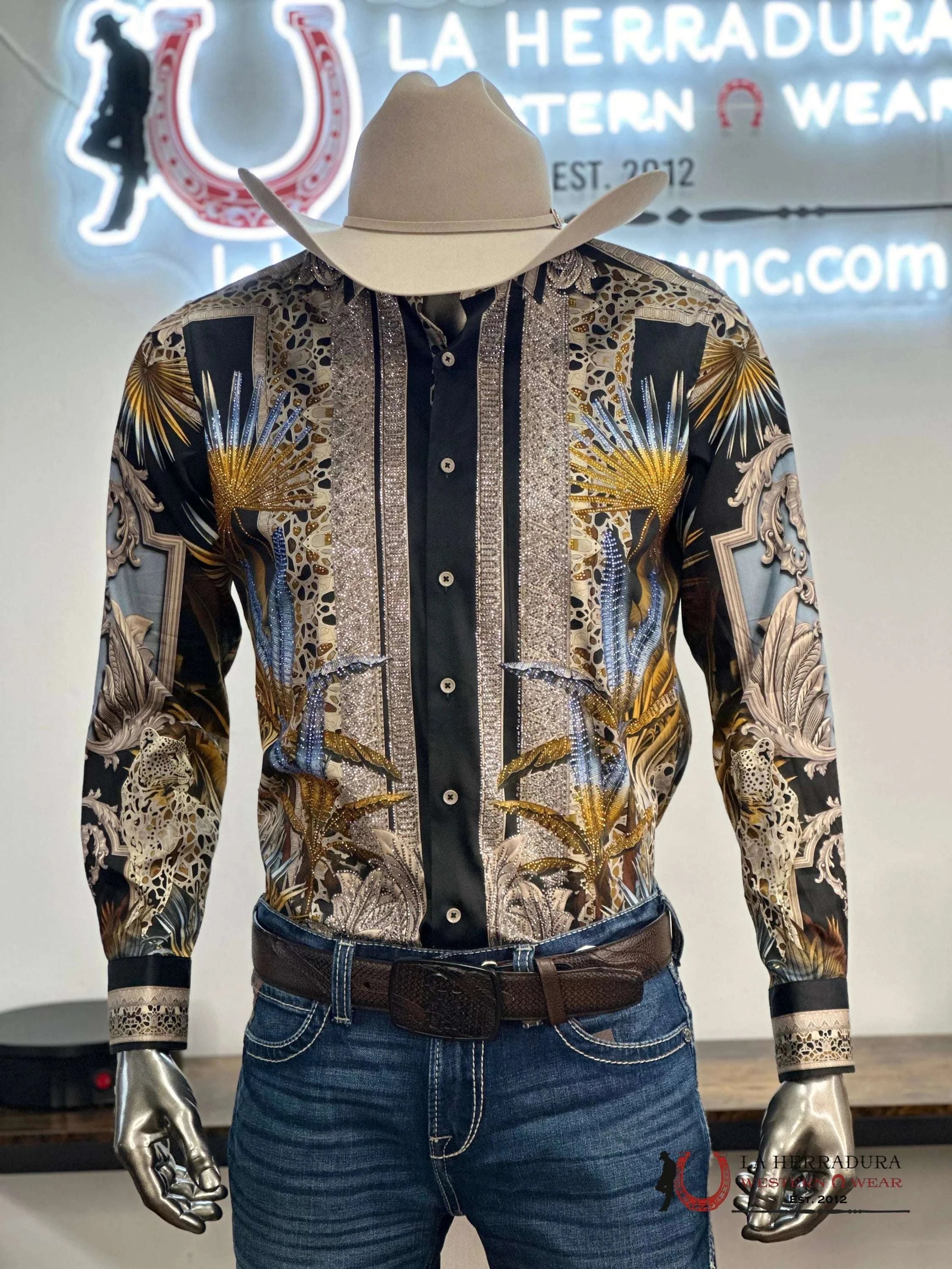Barabas Pedrería Black With Yellow Long Sleeve Shirt Ropa Hombres
