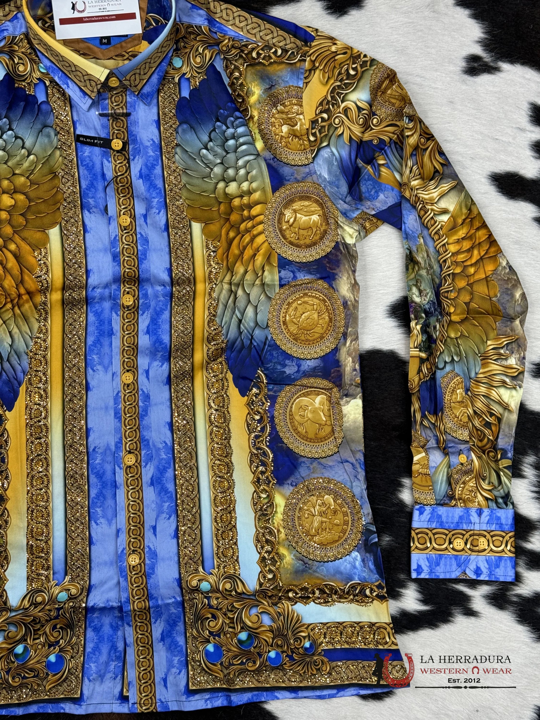 Barabas Pedrería Blu-Blue 411 Long Sleeve Shirt Ropa Hombres