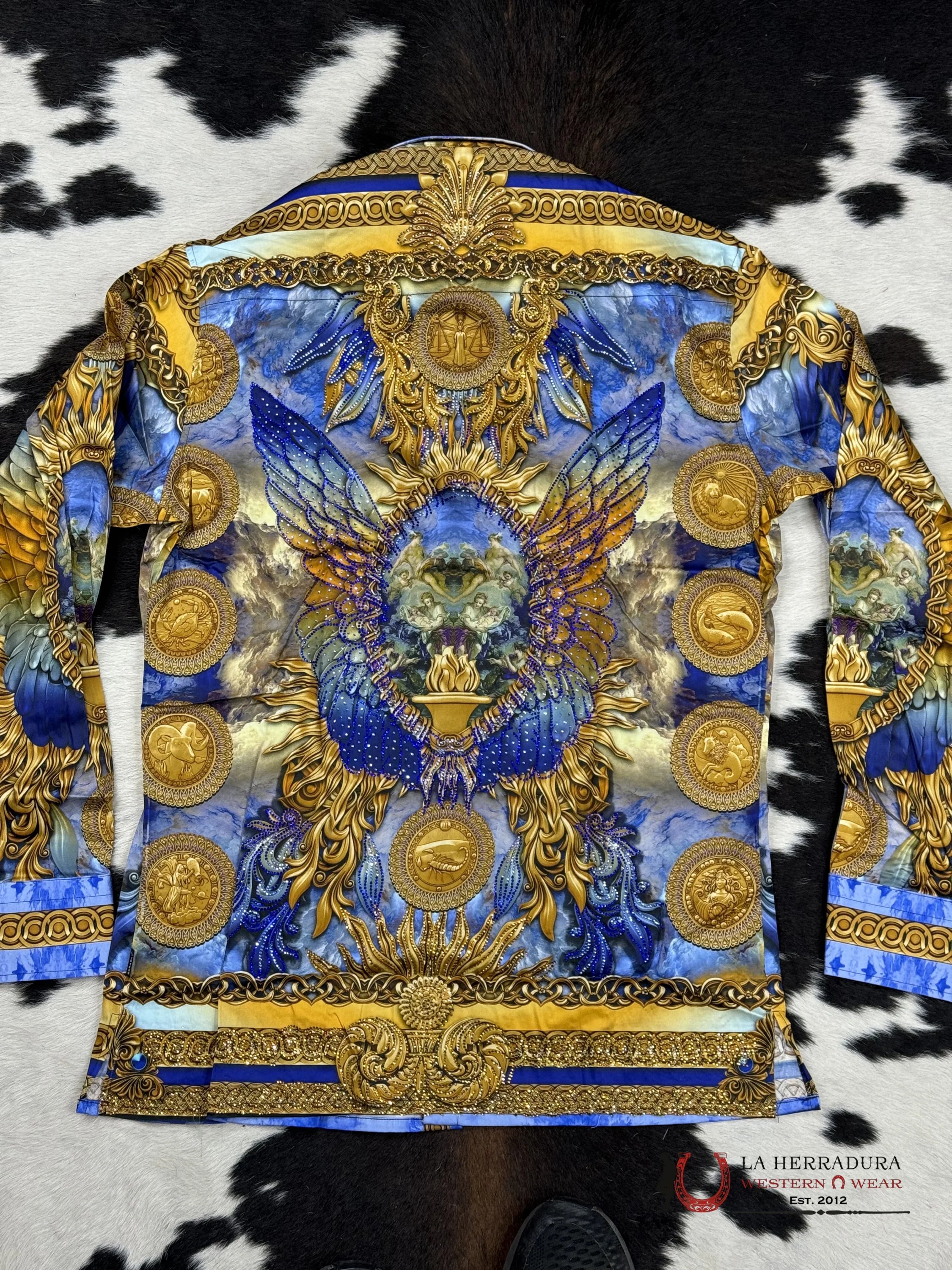 Barabas Pedrería Blu-Blue 411 Long Sleeve Shirt Ropa Hombres