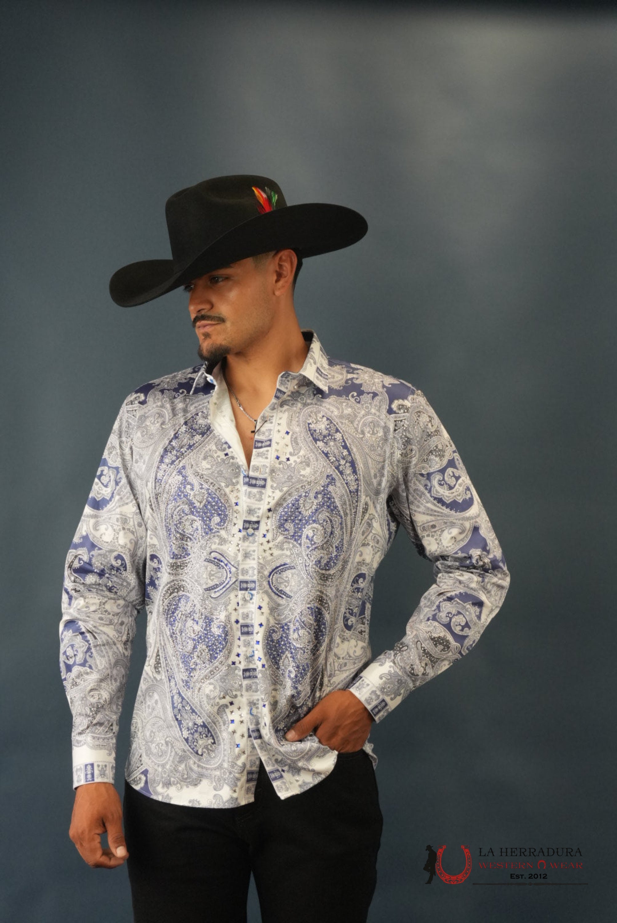 MENS PEDRERIA BLUE MARMOL PR10 LONG SLEEVE SHIRT ROPA HOMBRES