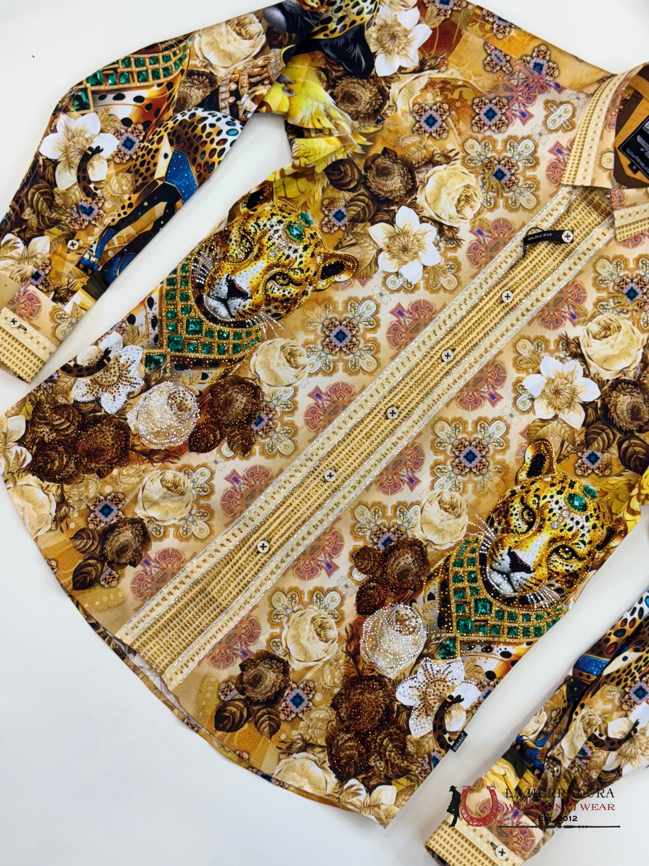 MENS PEDRERIA CREAM LEOPARDO PR09 LONG SLEEVE SHIRT ROPA HOMBRES