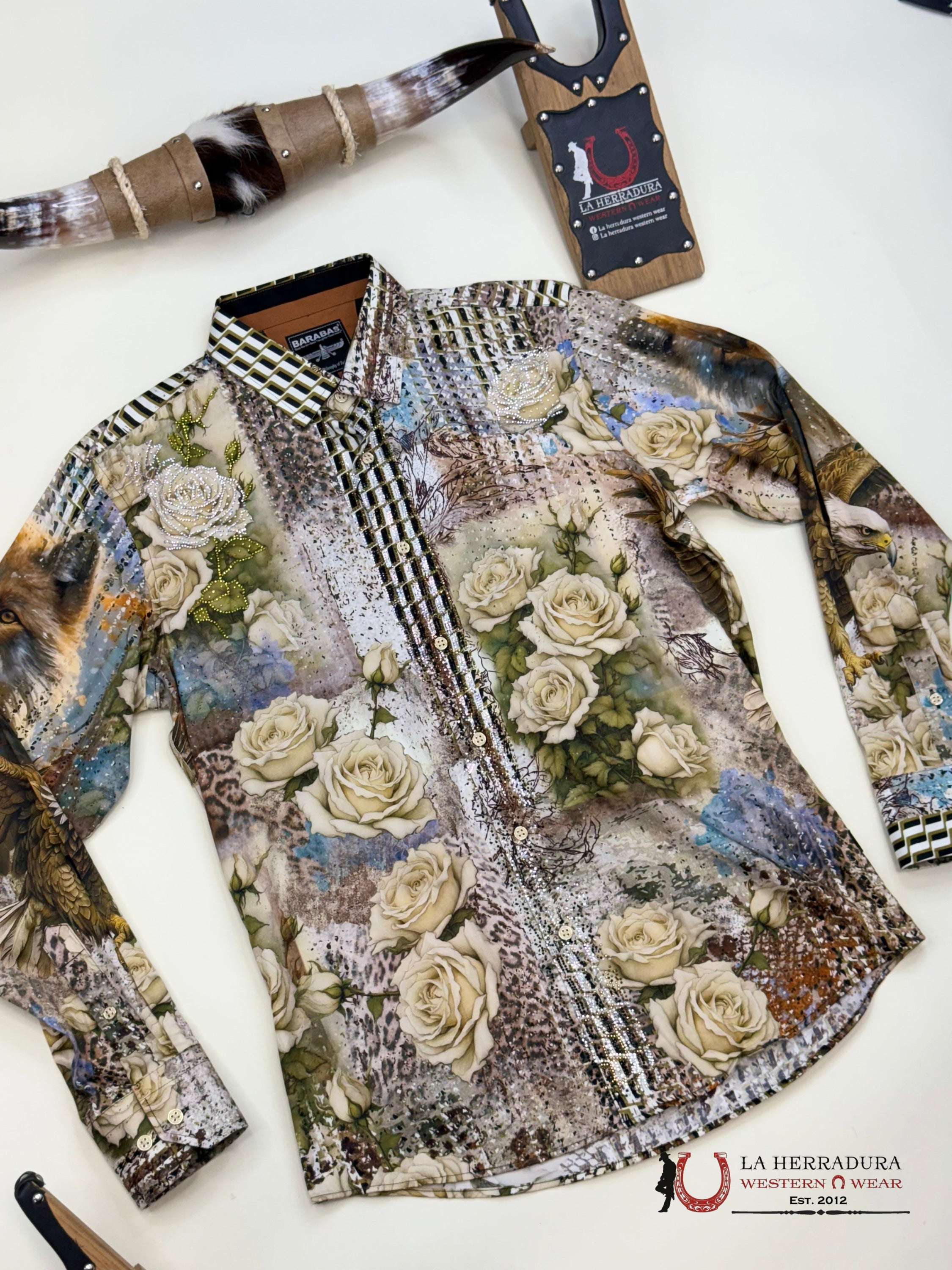 MENS PEDRERIA CREAM LOBO PR04 LONG SLEEVE SHIRT ROPA HOMBRES
