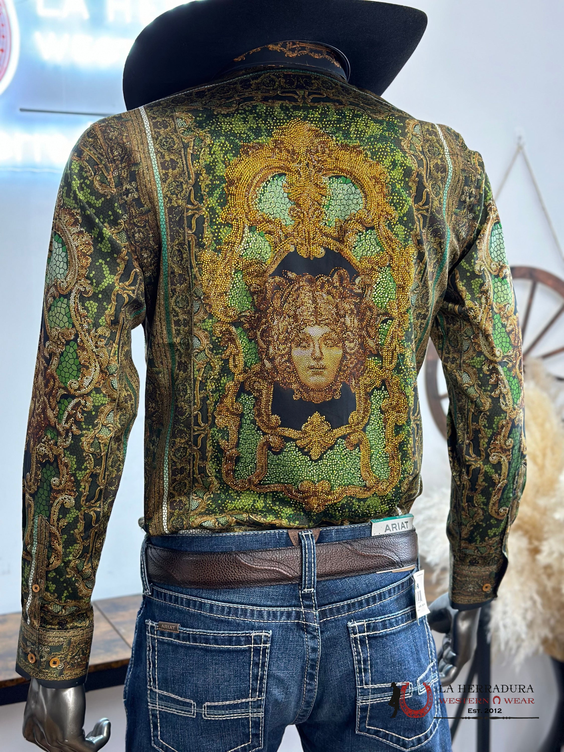 Barabas Pedrería Green Olive Long Sleeve Shirt 427 Ropa Hombres