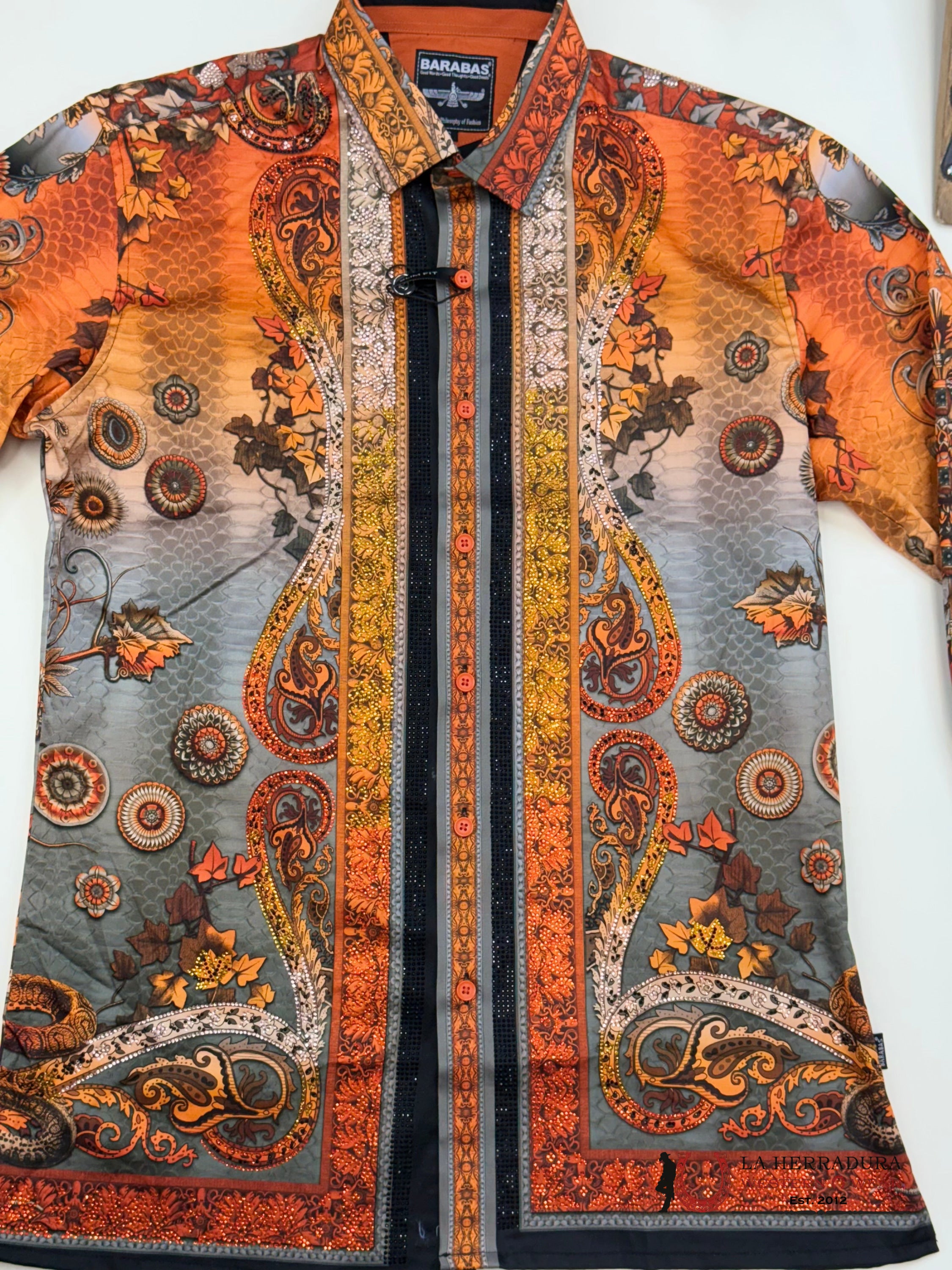 MENS PEDRERIA ORANGE WITH SILVER SNAKE PR408 ROPA HOMBRES