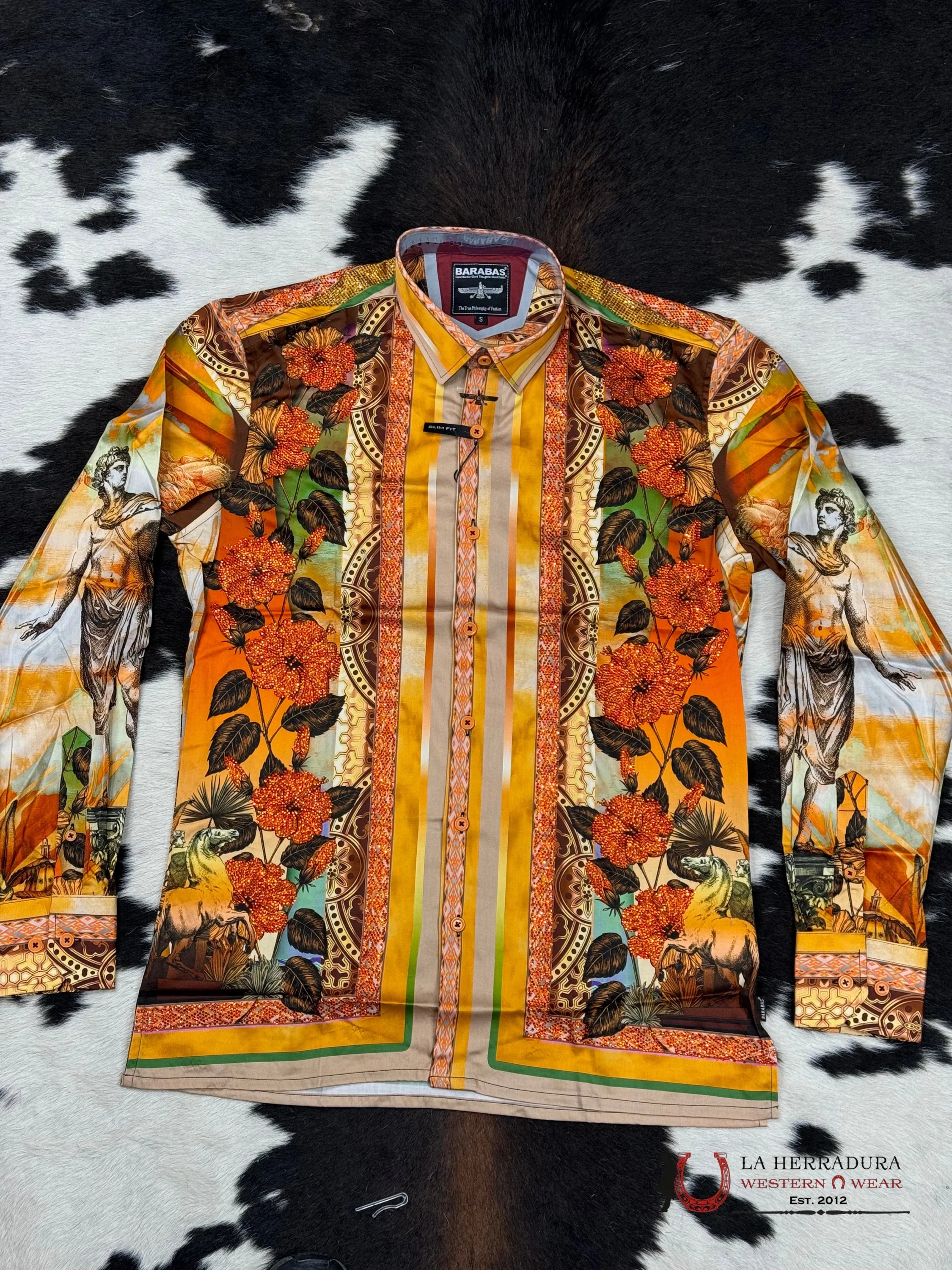 Barabas Pedrería Org-Orange 412 Long Sleeve Shirt Ropa Hombres