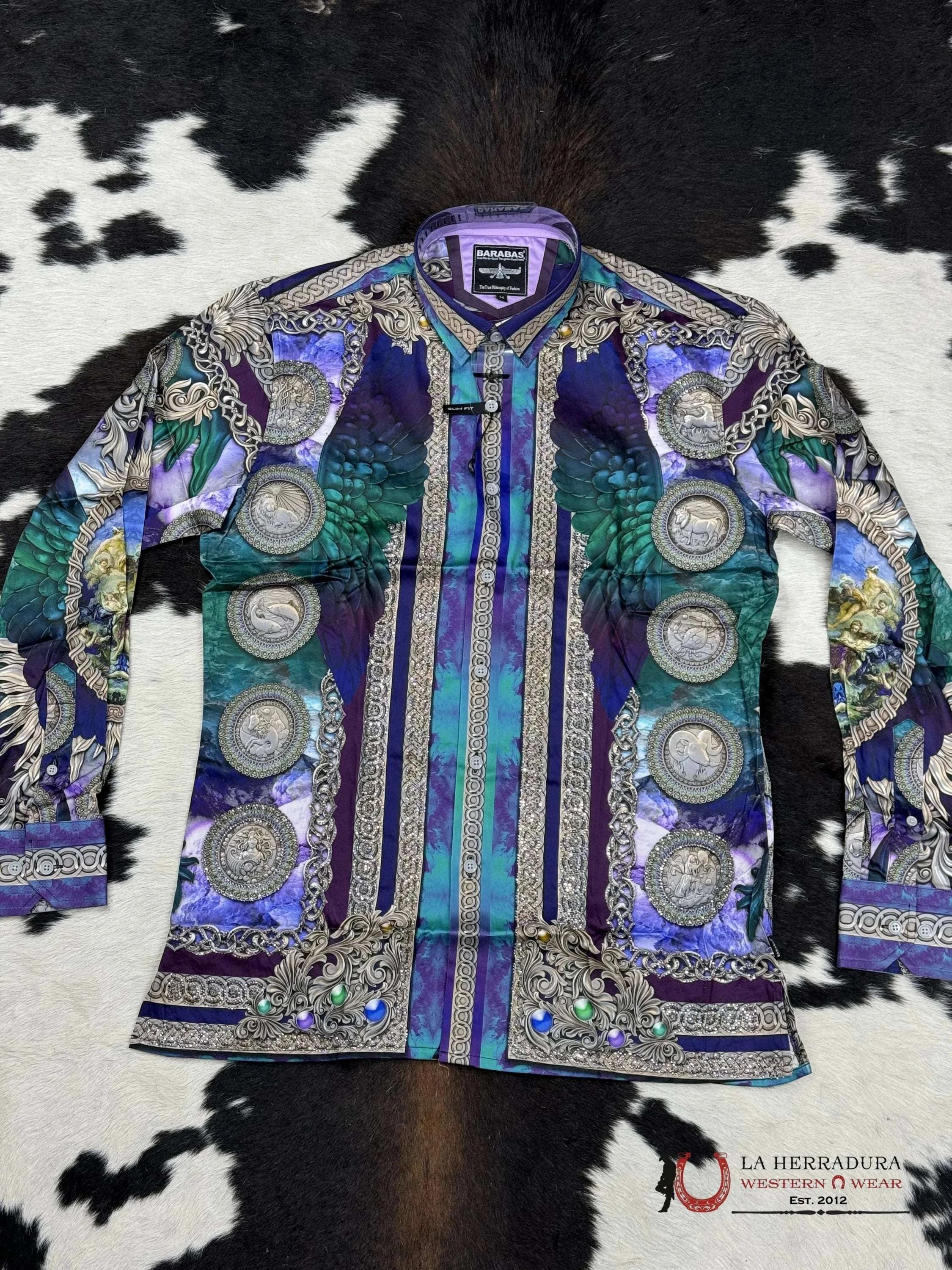 Barabas Pedrería Pur-Purple 411 Long Sleeve Shirt Ropa Hombres