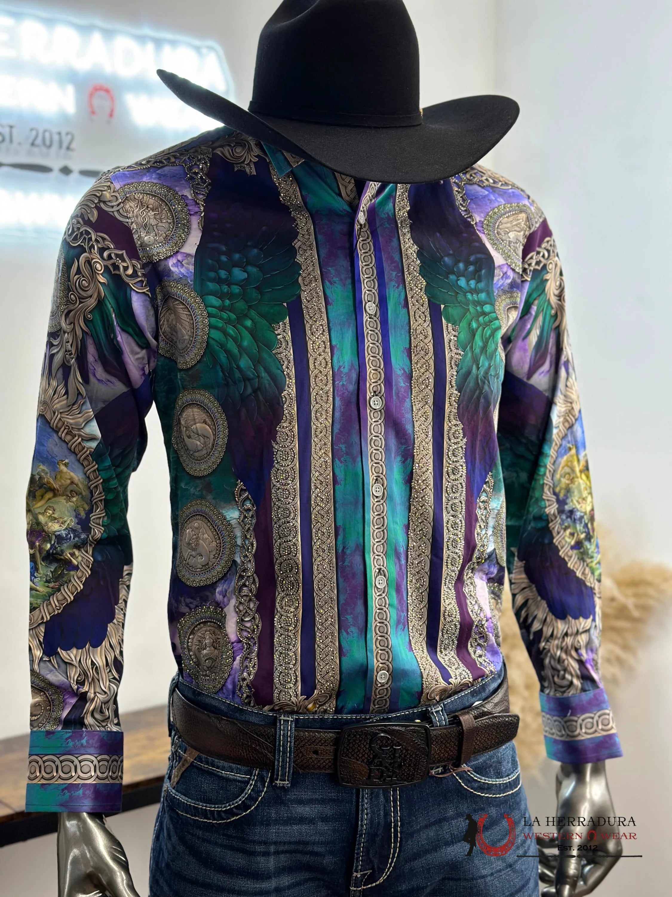 Barabas Pedrería Pur-Purple 411 Long Sleeve Shirt Ropa Hombres