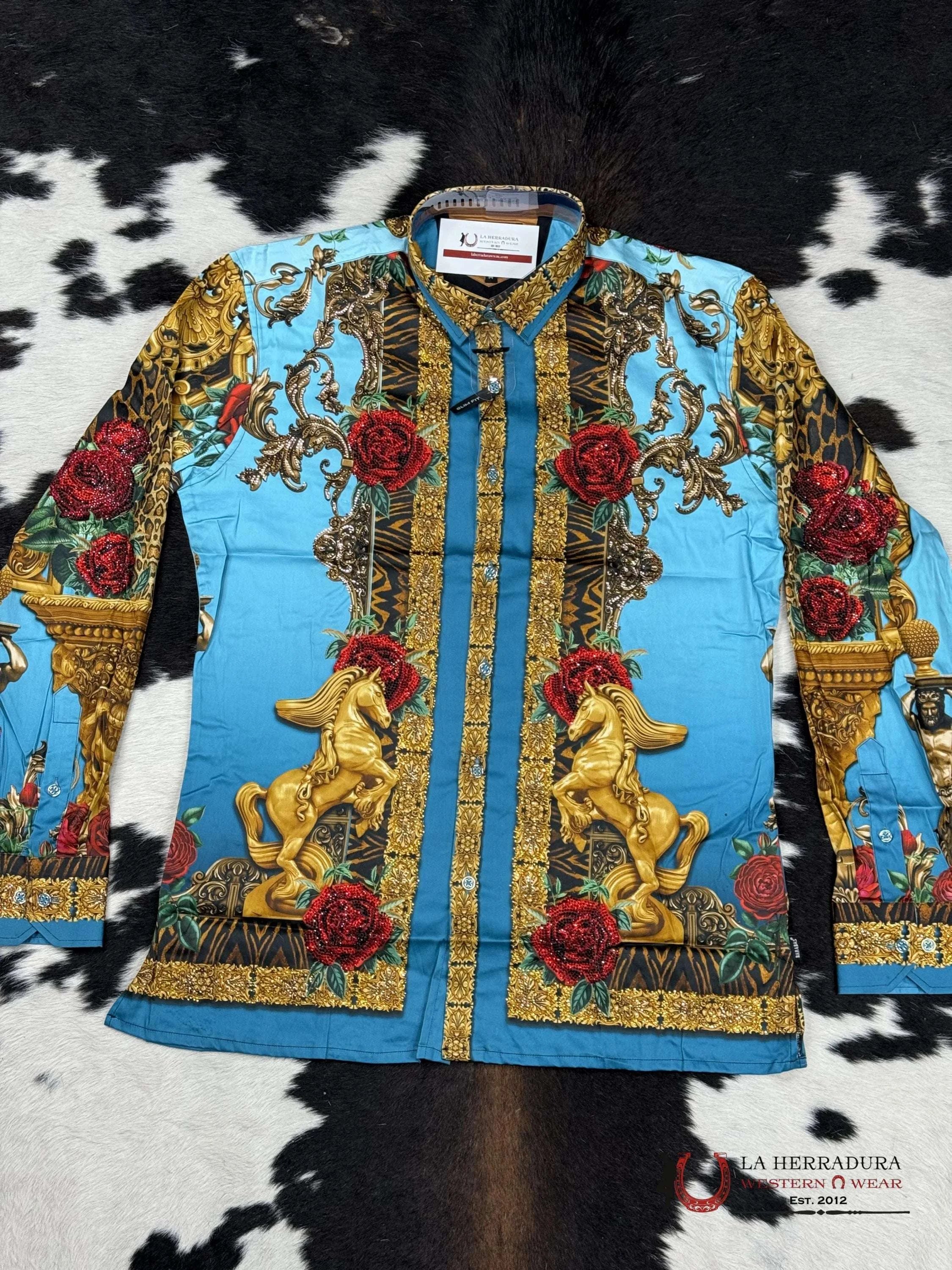Barabas Pedrería Tur-Turquoise 418 Long Sleeve Shirt Ropa Hombres