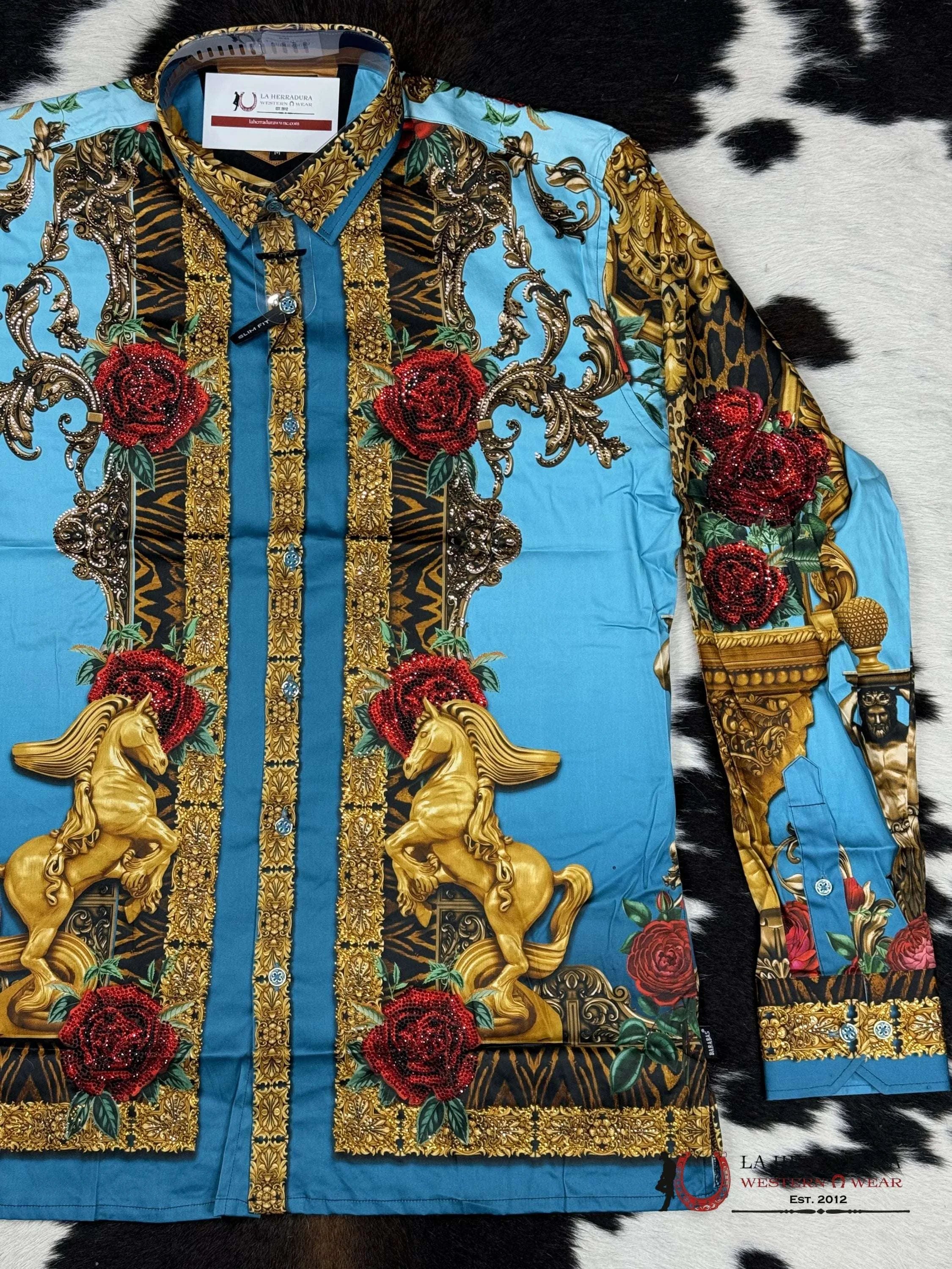Barabas Pedrería Tur-Turquoise 418 Long Sleeve Shirt Ropa Hombres