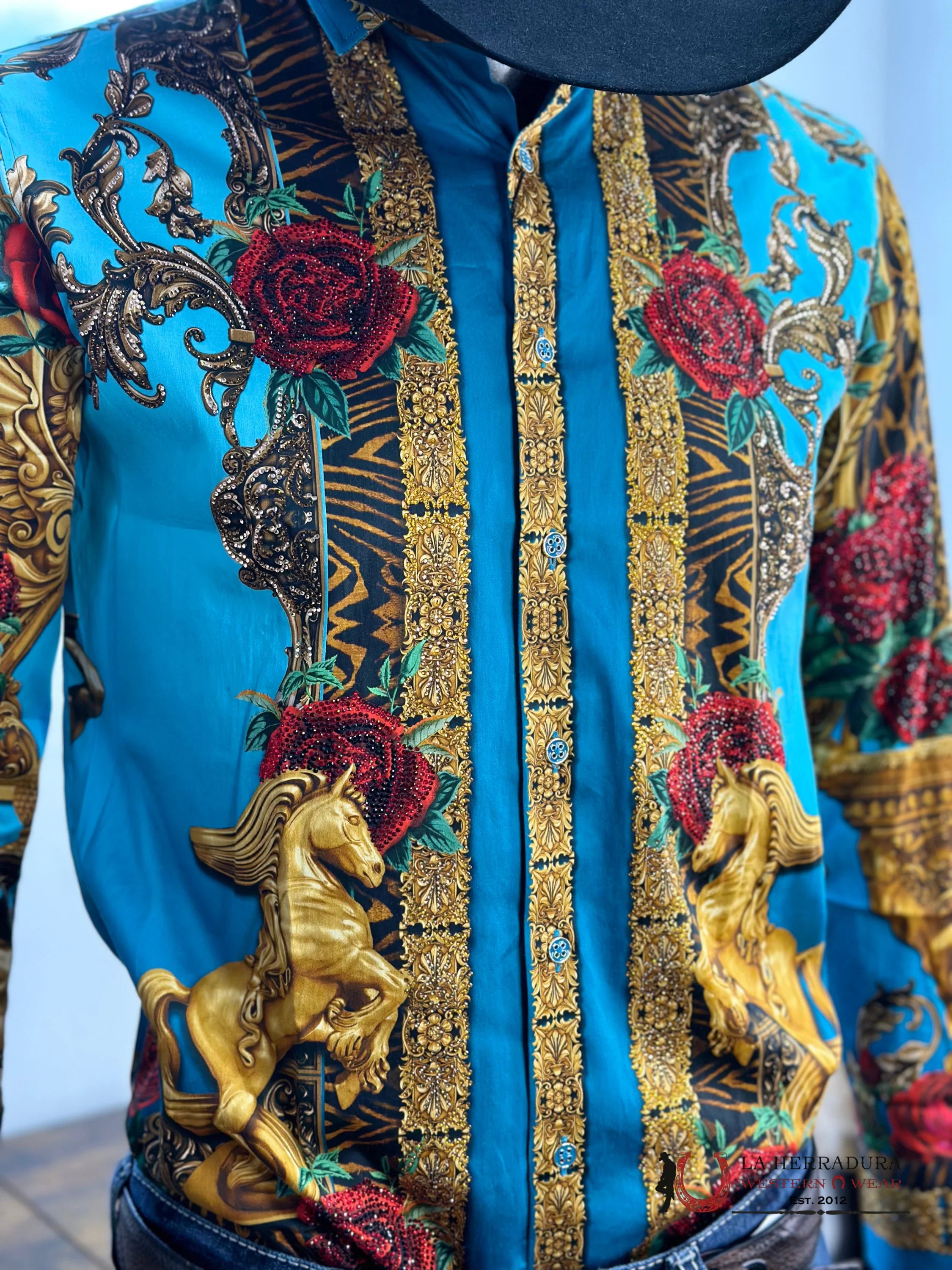 Barabas Pedrería Tur-Turquoise 418 Long Sleeve Shirt Ropa Hombres