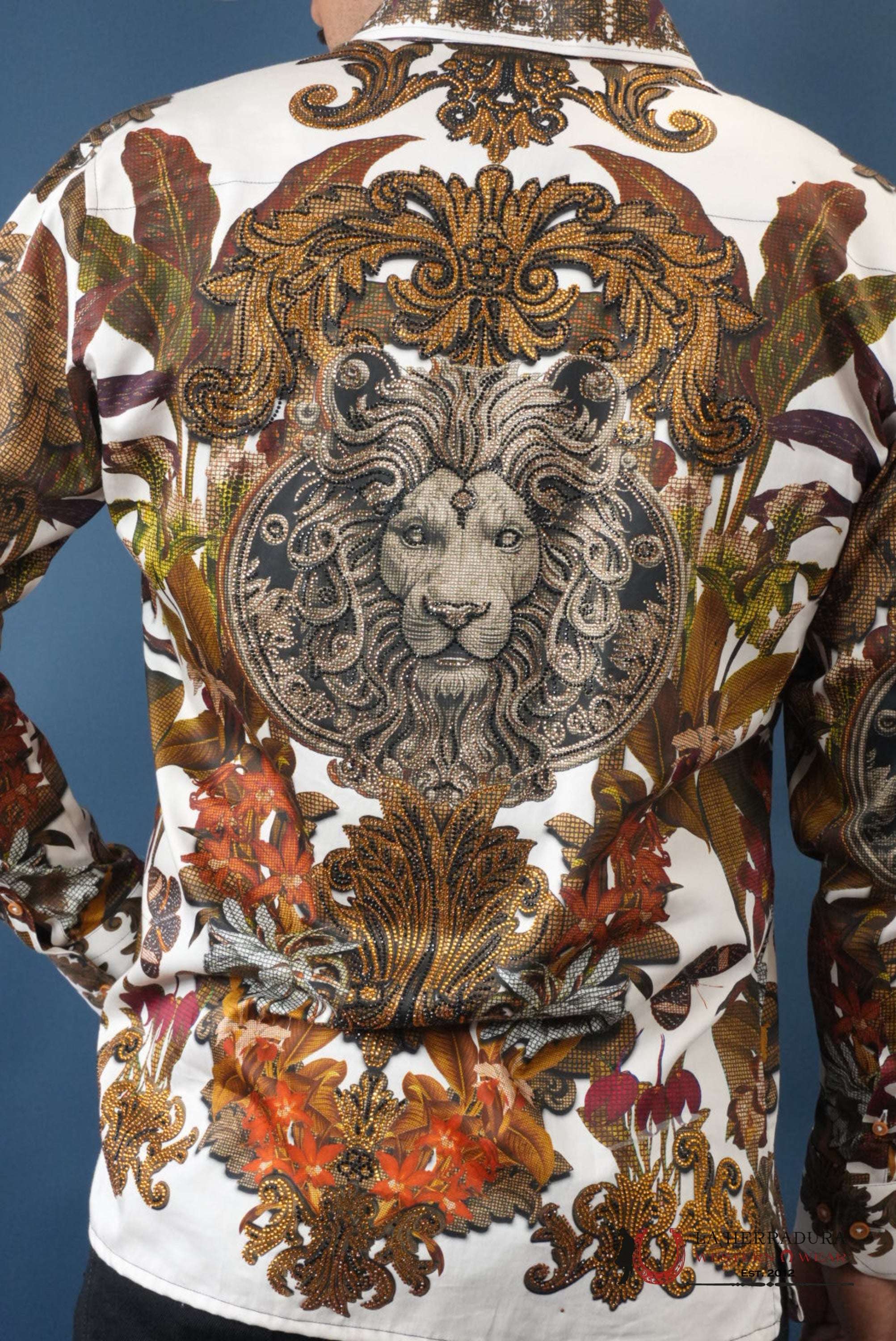 MENS PEDRERIA WHITE FLORAL LEON LONG SLEEVE SHIRT PR428 ROPA HOMBRES