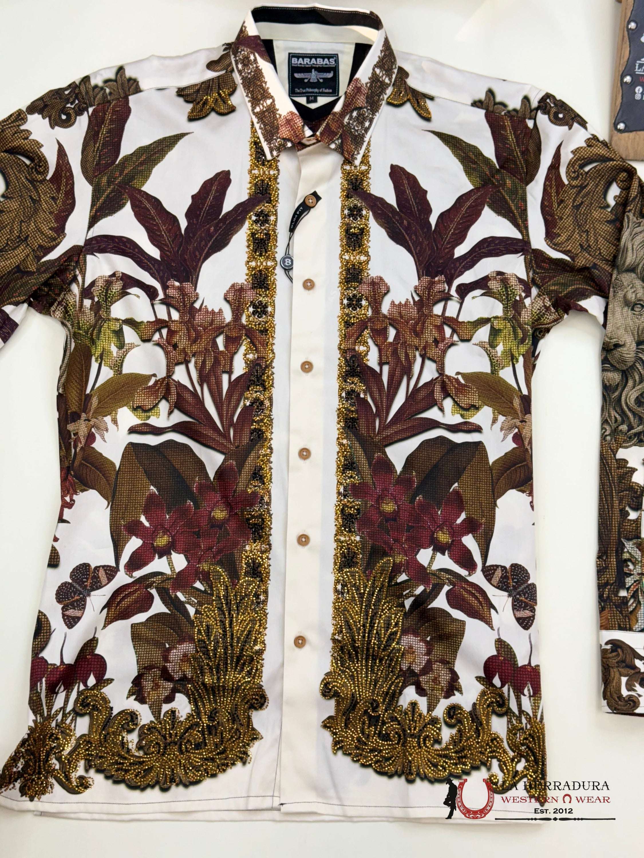 MENS PEDRERIA WHITE FLORAL LEON LONG SLEEVE SHIRT PR428 ROPA HOMBRES