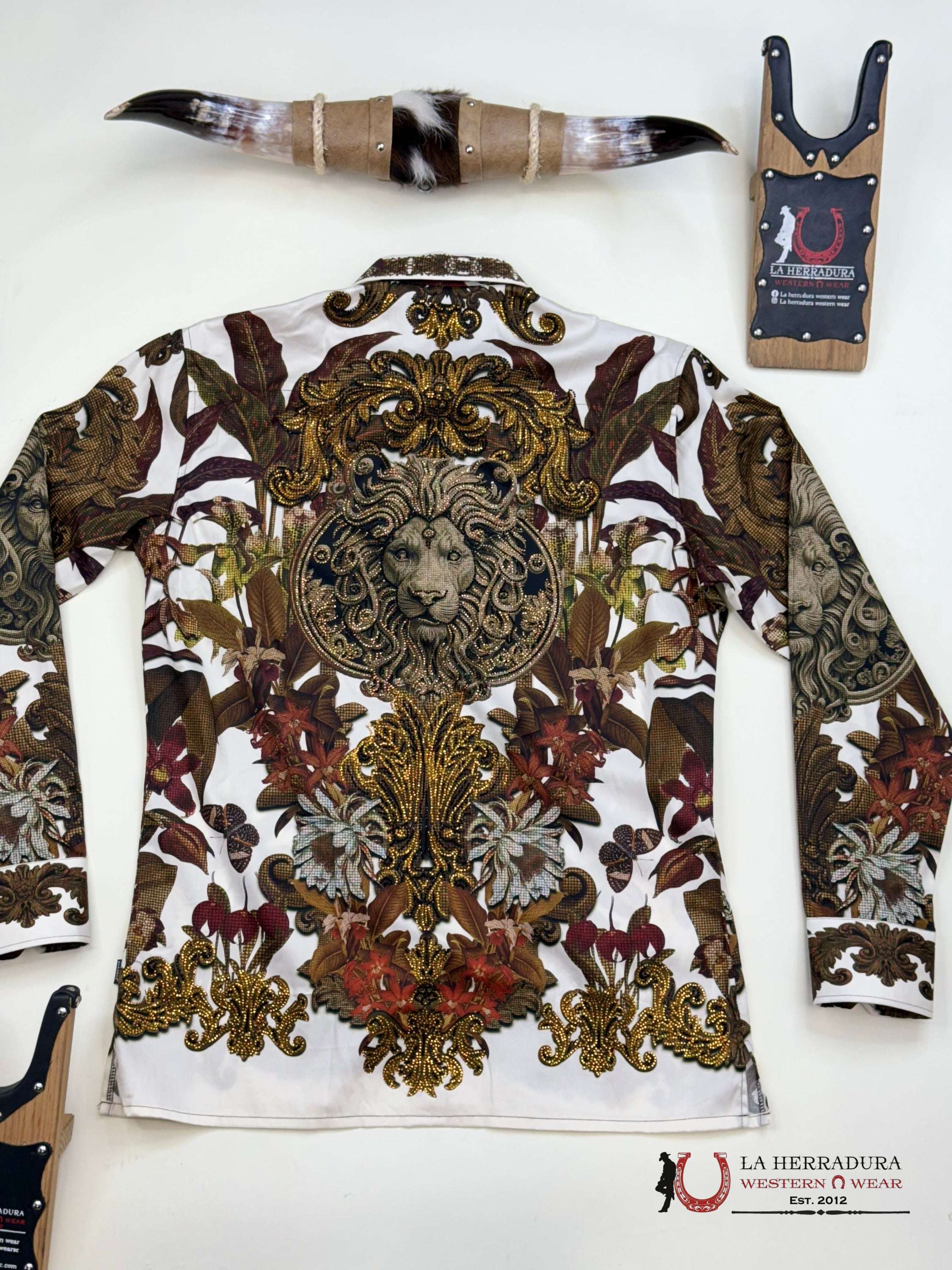 MENS PEDRERIA WHITE FLORAL LEON LONG SLEEVE SHIRT PR428 ROPA HOMBRES