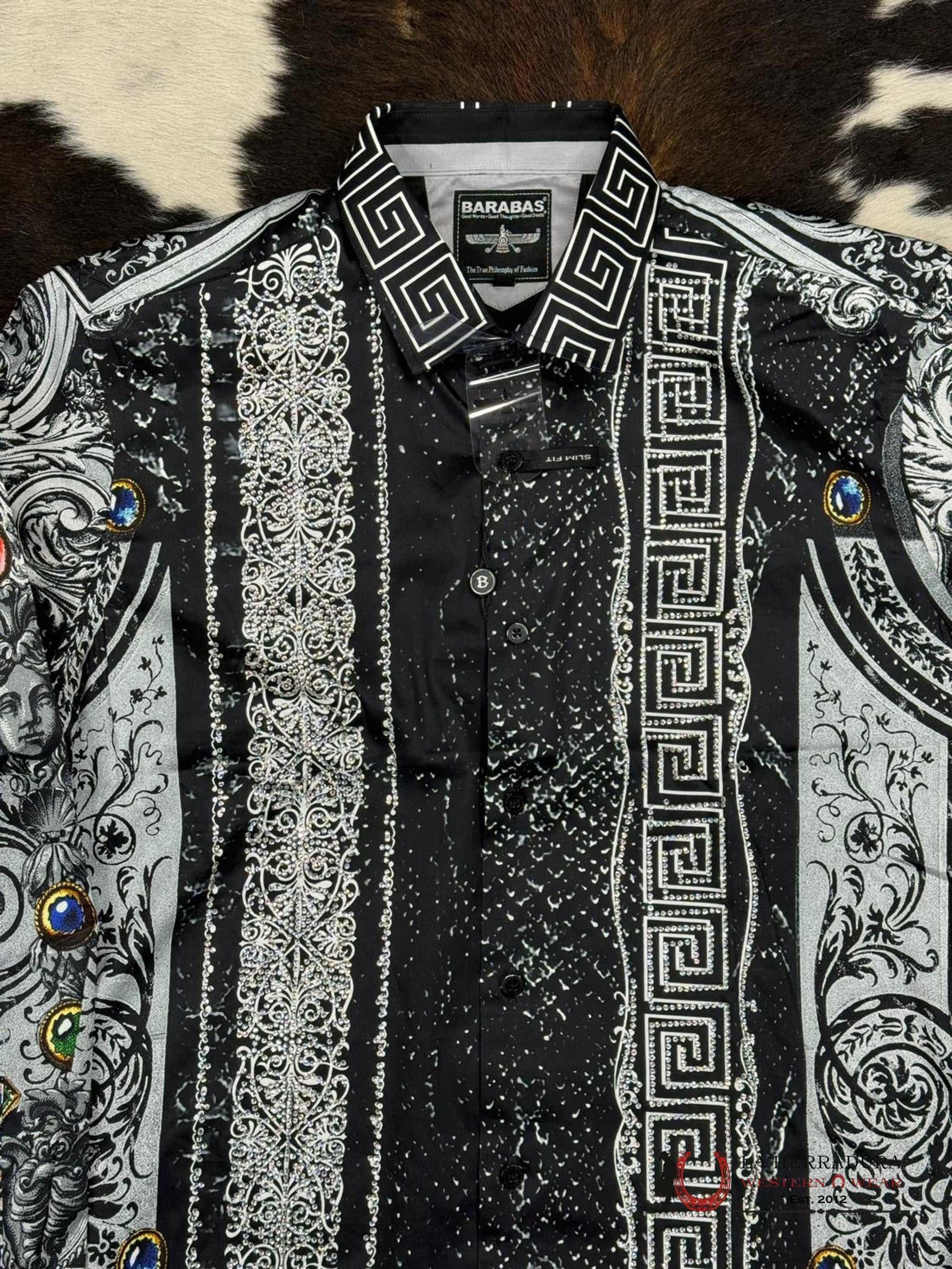 Barabas Pedrería White Joya Long Sleeve Shirt Ropa Hombres